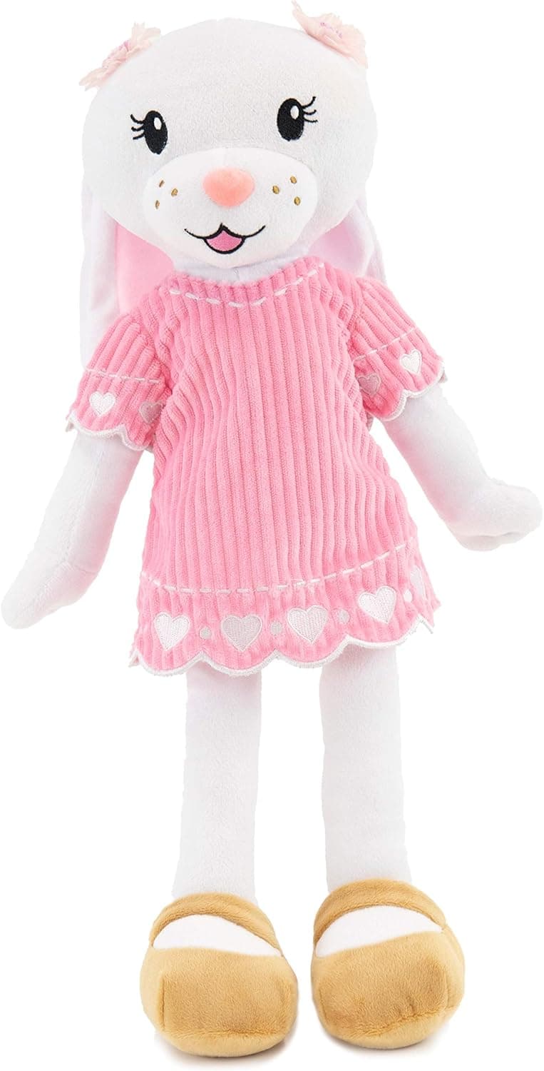 Plushible Soft Baby Doll - 18 Inch Rag Dolls for Girls, Infants & Babies - My First Plush for 1 Year Old - 2 Clothing Sets - Girl Toys - Large Starters Cuddle & Snuggle Animal Companion Buddy - Bunny