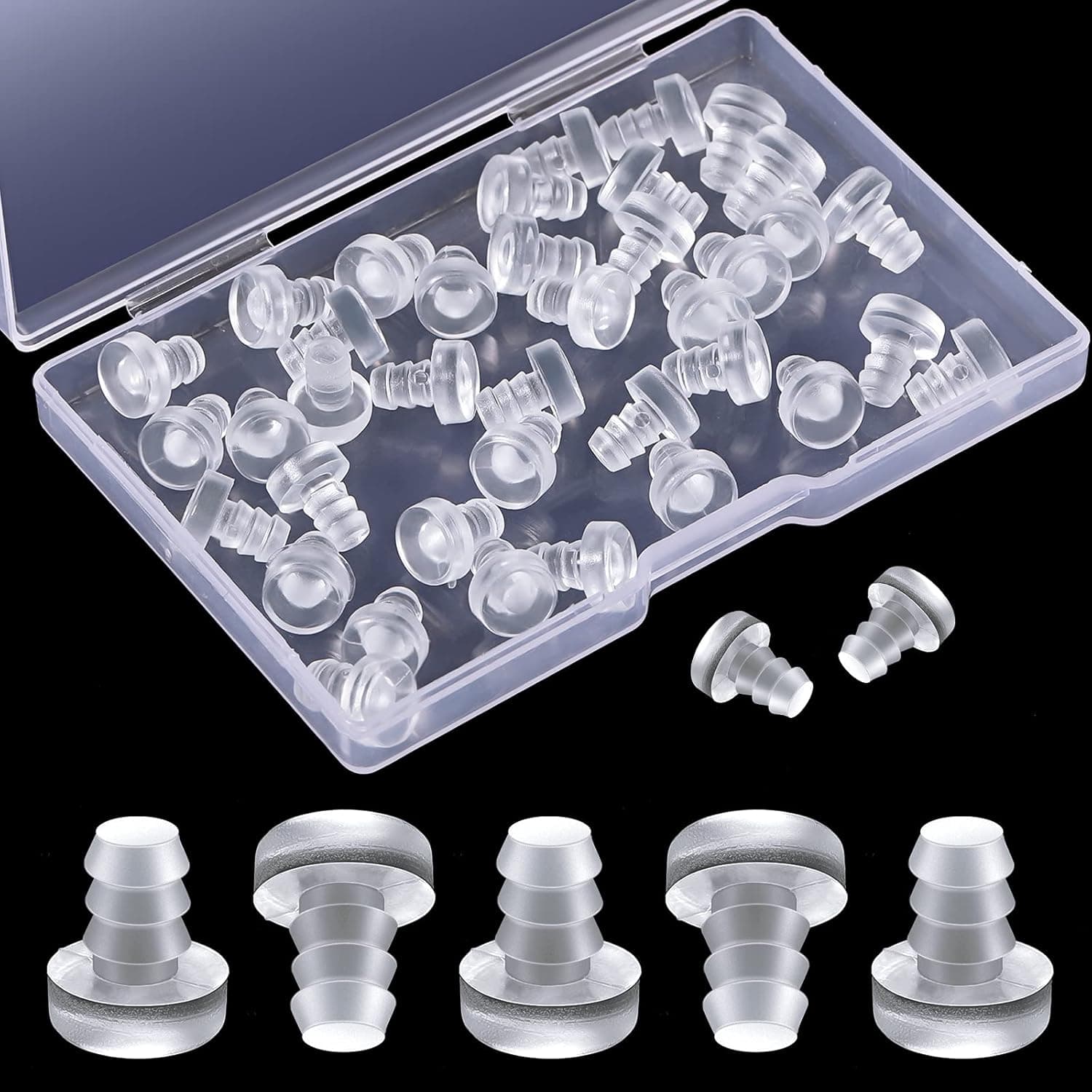 40 Pieces 4.8 mm Glass Top Table Bumpers with Stem 3/16 Inch Clear Rubber Glass Table Top Spacers Anti Slip Pads Non Adhesive Glass Table Rubber Grippers for Table Furniture Cabinet