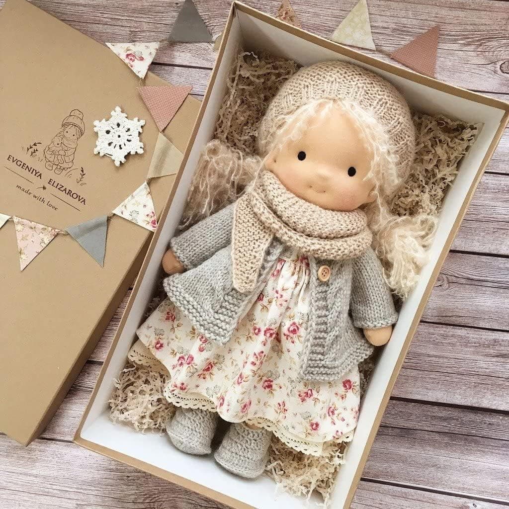 Birthday Gift of Waldorf Handmade Doll (with Gift Box) (13.38x9.44x3.54 inches) (A)