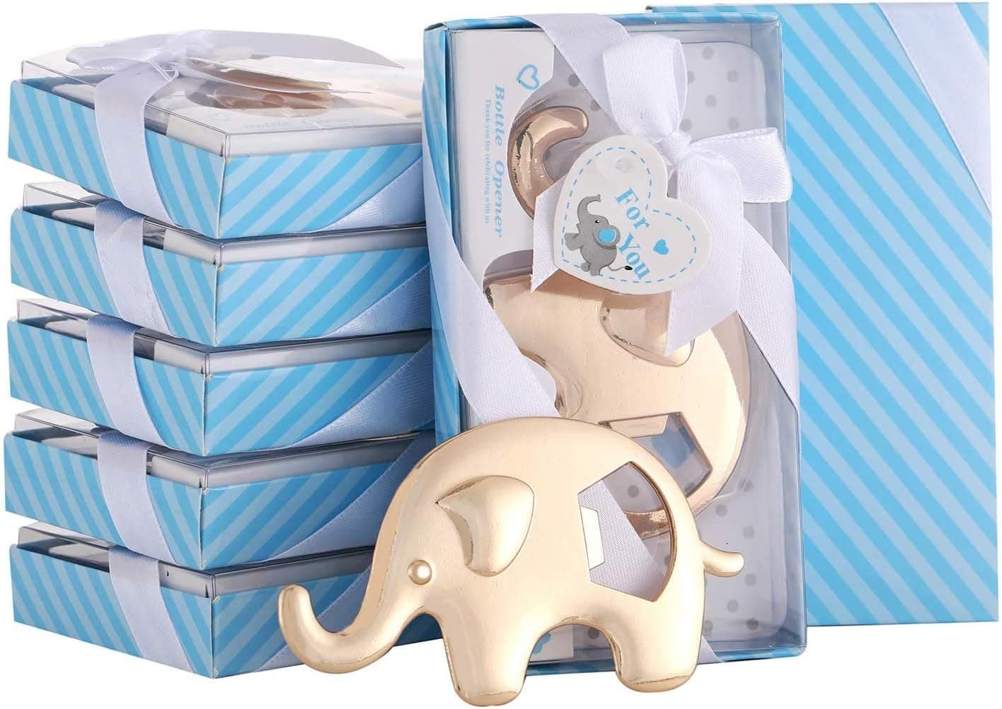 DAJAMAI 24 Pack Bottle Opener Baby Shower Party Favor for Guests Elephant Shaped Bottle Opener Baby Shower Favors Birthday Bridal Shower Souvenirs Wedding Favor Gift (Blue)