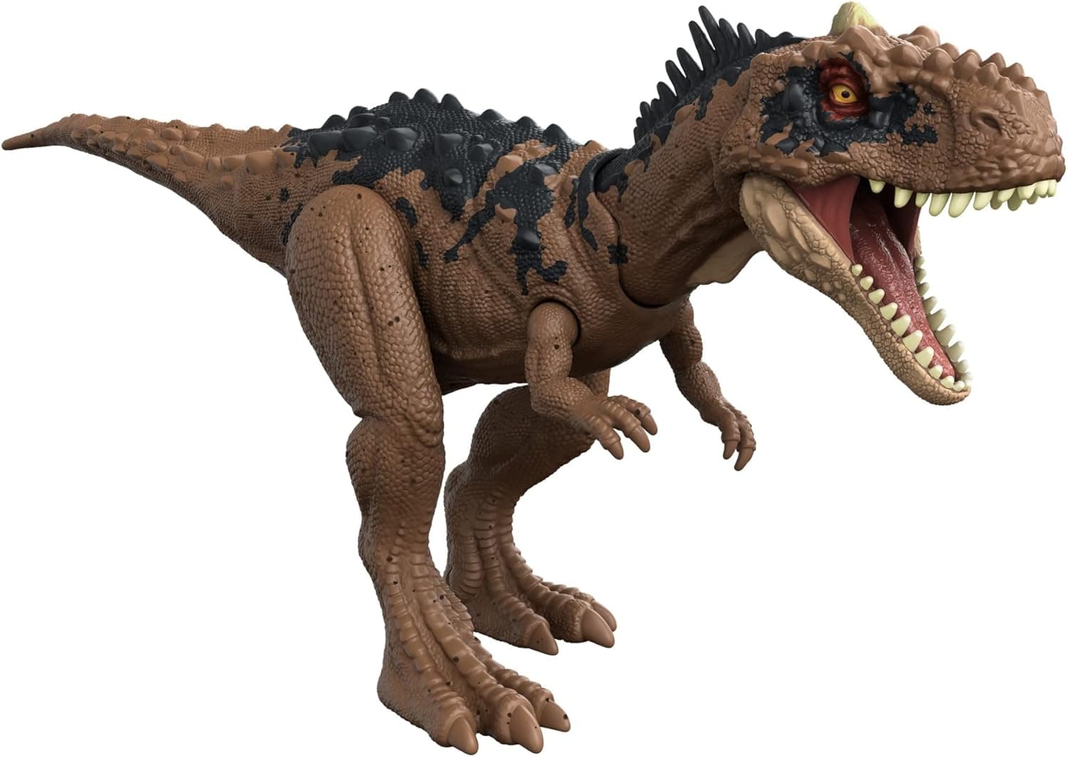 Jurassic World Dominion Roar Strikers Rajasaurus Dinosaur Action Figure with Roaring Sound and Attack Action, Toy Gift Physical & Digital Play
