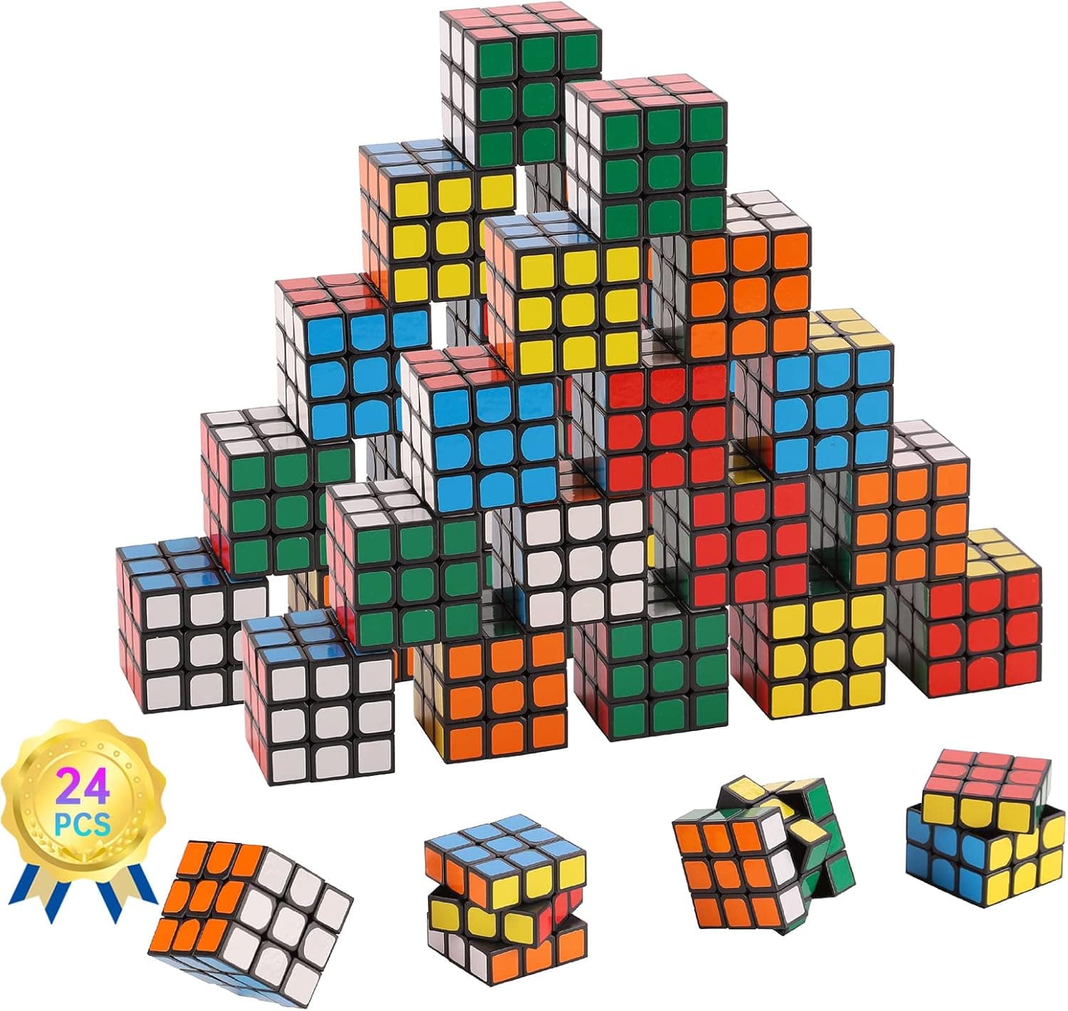 24 Pack Mini Cube, Minntoy Puzzle Party Favors for Kids, Puzzle Party Toys Classroom and Stress Relief Toys Goody Bag Filler Birthday Gift