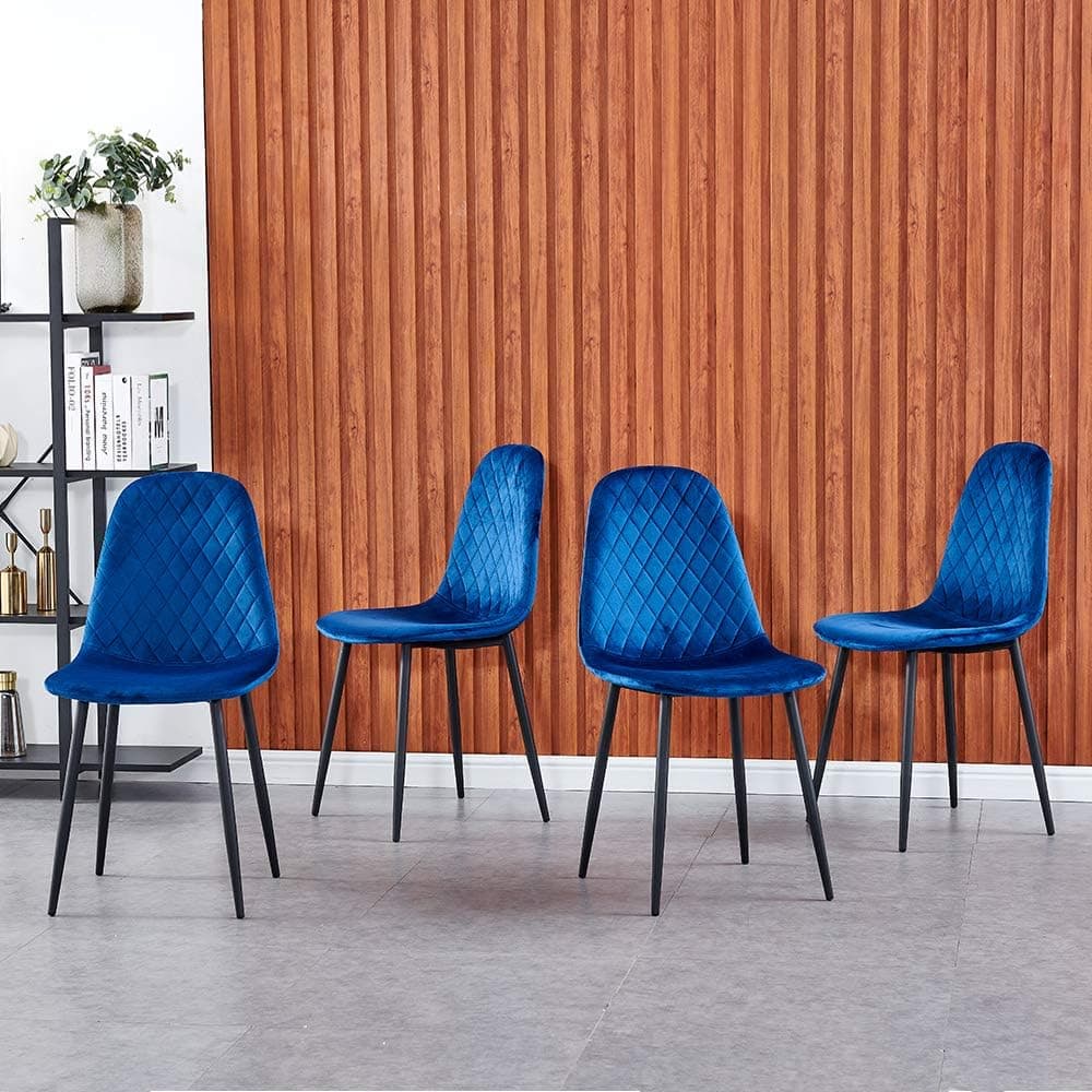 Gywinovo ZUNKOM aHUMANs Upholstered Dining Chairs Set of 4 Upholstered Kitchen Chairs with Dutch Velvet Cushion and Black Finish Legs Mid Century Dining Chairs for Kitchen Dining Room