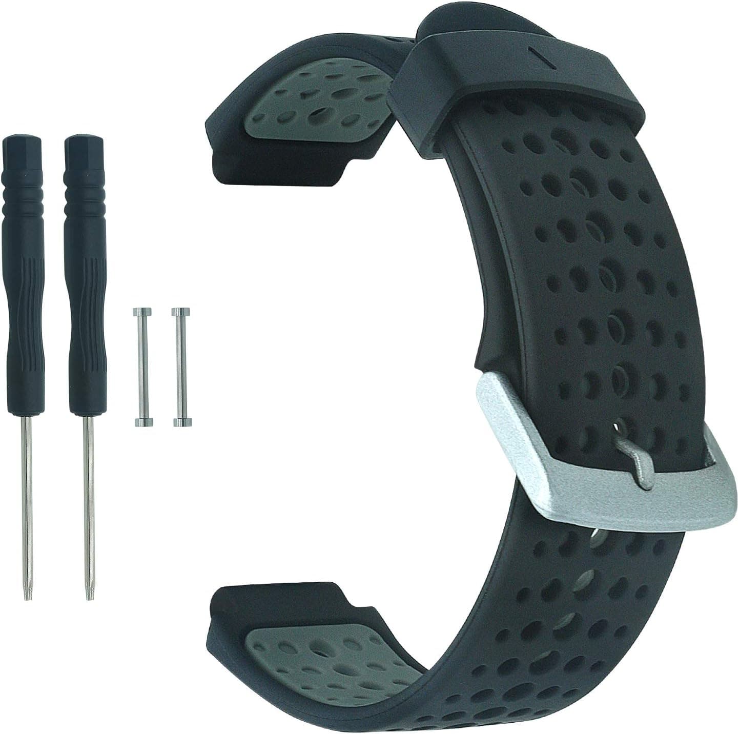 COLAPOO Silicone Strap Soft Wristband Compatible With Garmin Forerunner 235/235 Lite/220/230/620/630/735XT/ Smartwatch for Women Men (Black/Gray)