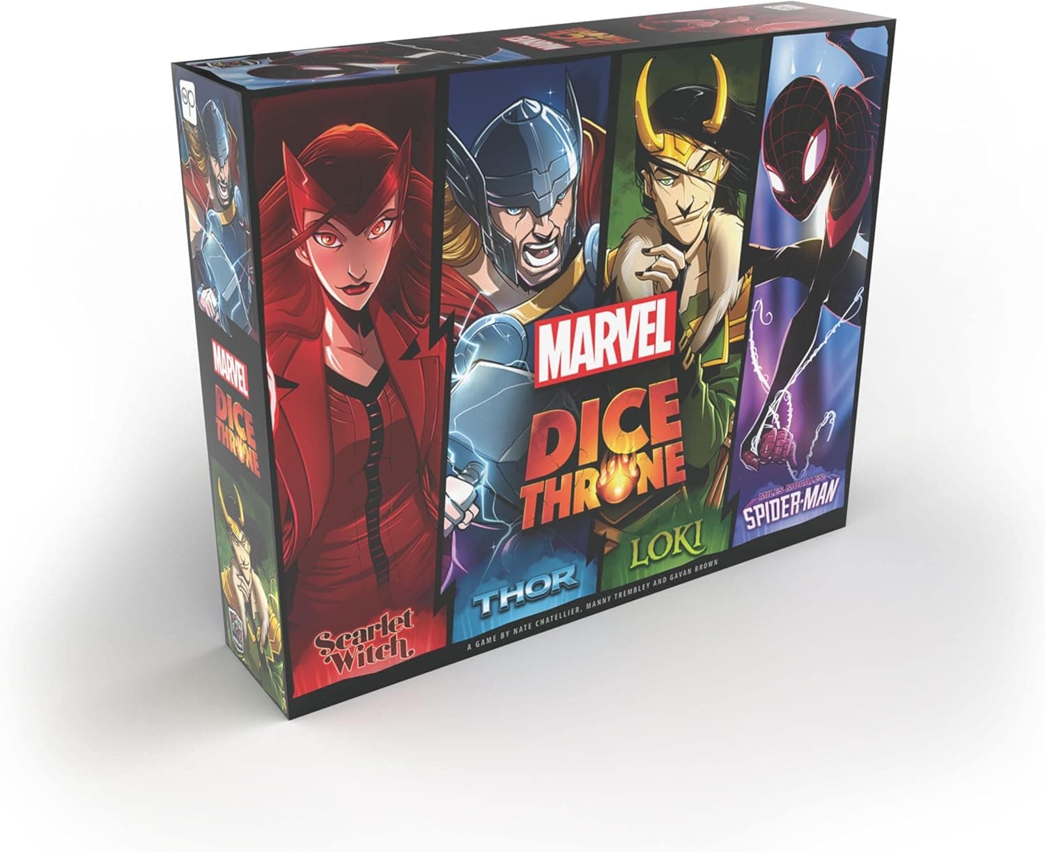 Marvel Dice Throne | 4 Hero Box Featuring Scarlet Witch, Thor, Loki, Spider-Man | 2-to-4 Player Competitive Dice Game | Officially-Licensed | Compatible with The Dice Throne Ecosystem