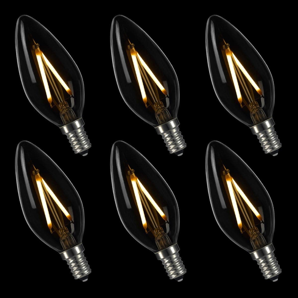 LIGHTSTORY LED Candelabra Bulb, 2700K Non-Dimmable Filament Candle E12 C11 LED Bulb, 1.8W=25W (6 Pack)