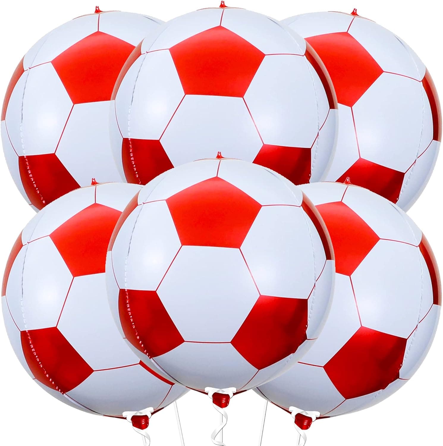 Huge, 22 Inch Red Soccer Balloons - Pack of 6, Red Soccer Ball Balloons | Soccer Mylar Balloon for Soccer Party Decorations | Football Balloons for Soccer Decorations | Red Soccer Party Decorations