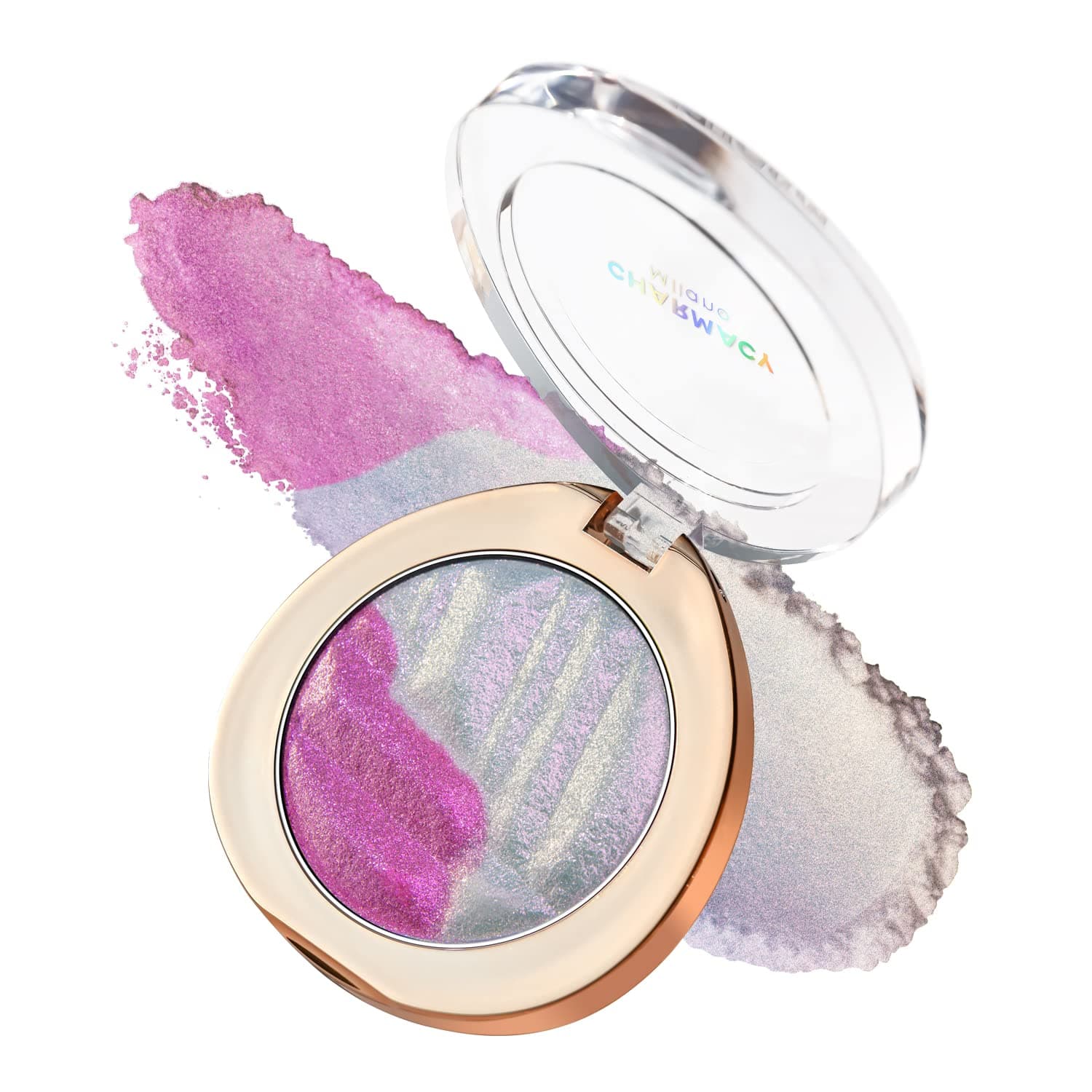 CHARMACY Multichrome Glitter Highlighter Makeup Palette, Shimmer Cream Contour Face Brightening Illuminator Hybrid Chameleon Highlighter, Long Lasting, Cruetly-Free, 612