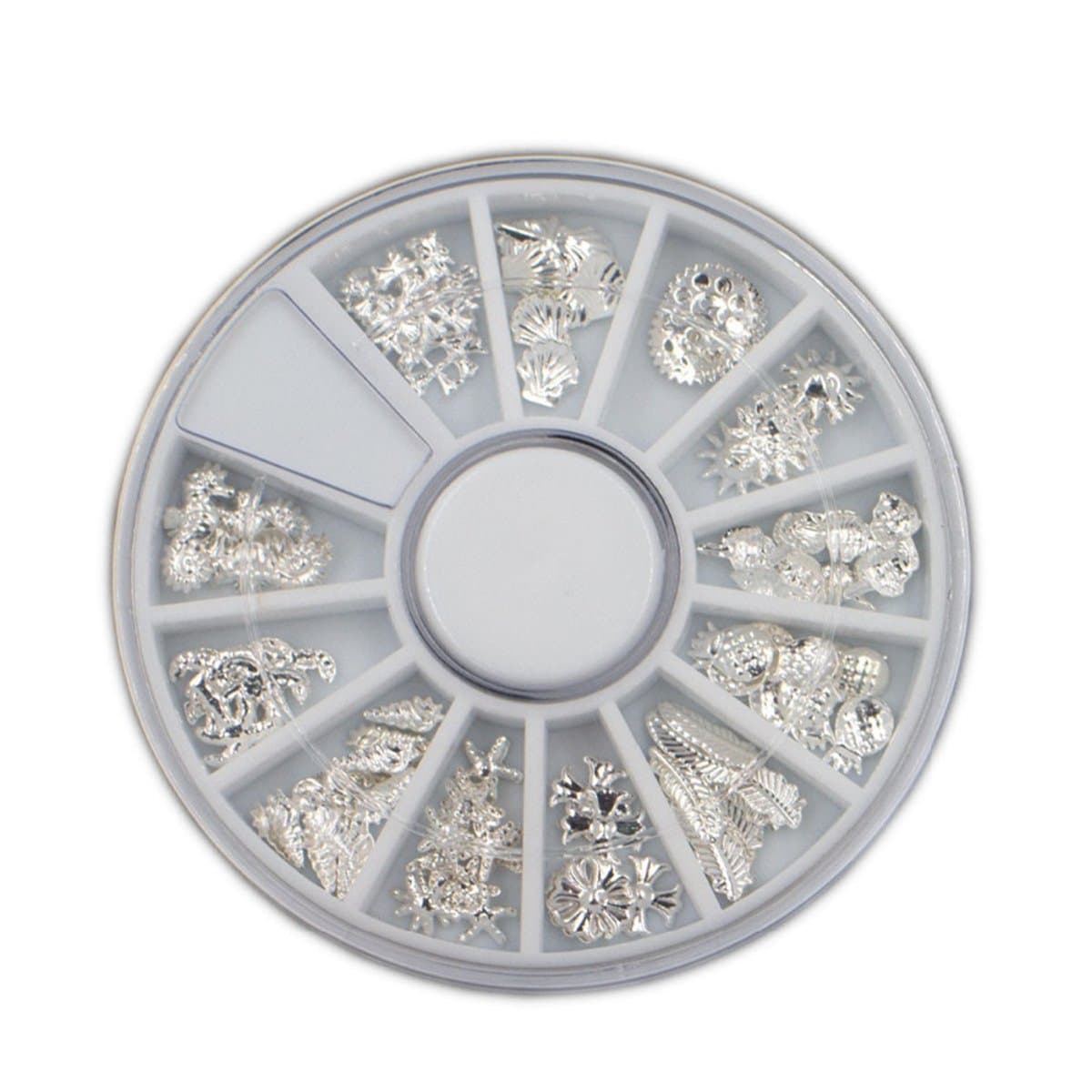 Mezerdoo Pineapple Banana Mixed Style Nail Art Decoration Star Sea Starfish Shell Conch Snail Silver Metal Rivet Studs Nail Swquins 3D DIY Charms Ocean Nail Deco Accessories DIY Salon