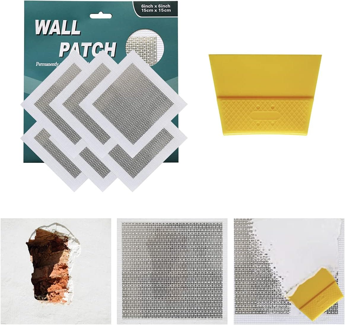 4 Inch 6Pack Drywall Patch Drywall Repair kit, Wall Repair Patch Kit, Patch Repair for Drywall Plasterboard