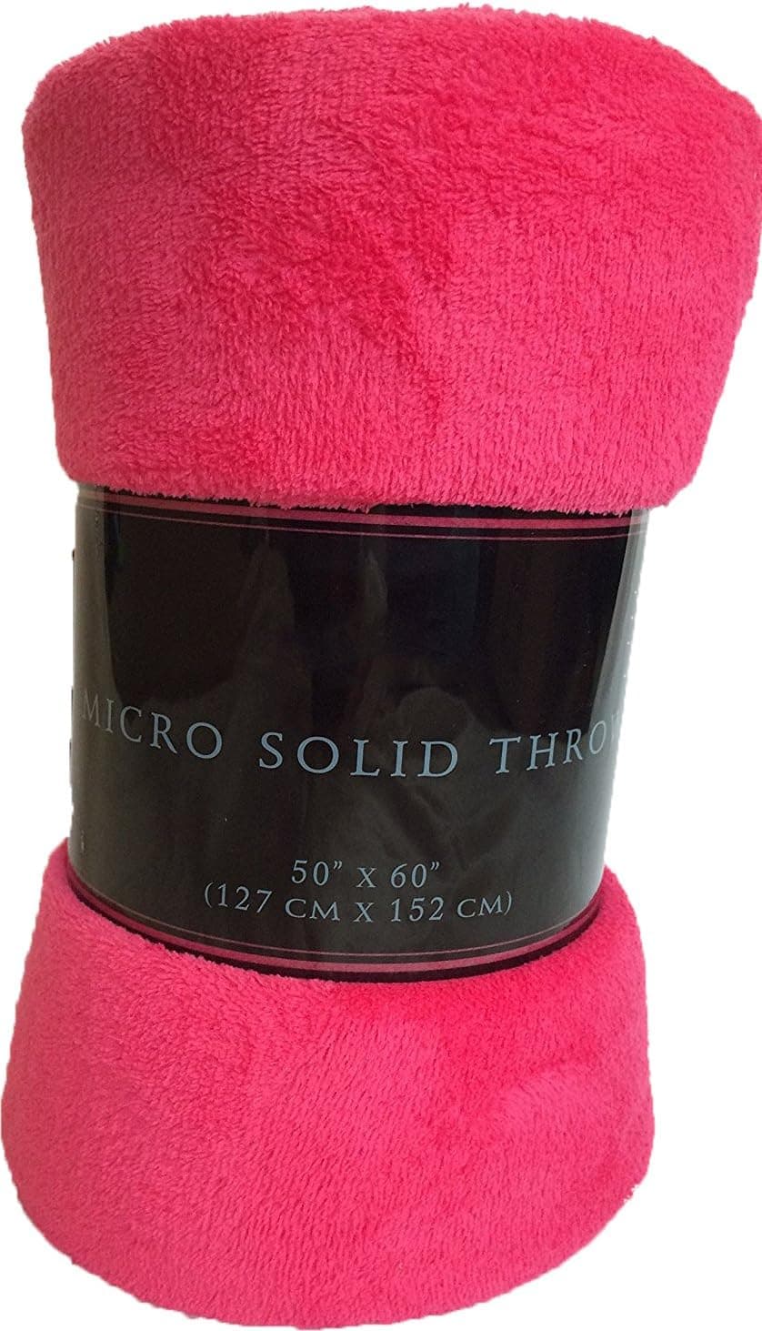 Mk Collection Microfleece Plush Solid Throw Blanket 50"x 60" Solid Hot Pink New