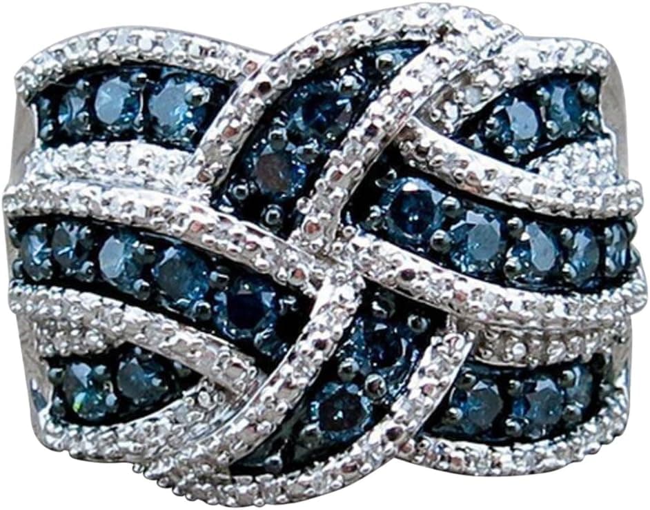 Sinwo Women Elegant Exquisite Diamond Cylindrical Rings Fine Ring Engagement Ring Gift