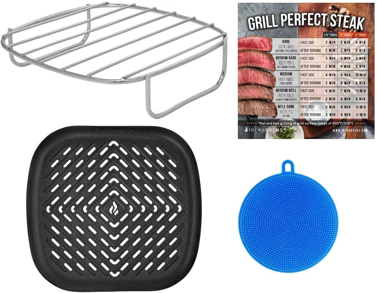 Large Air Fryer Accessory Set Compatible with Bella, GoWise, Habor, Ninja, Paula Deen, Power Airfryer Oven Vortex, Yedi, Comfee, BCP, Chef Di Cucina +More | Rack + Grill Pan