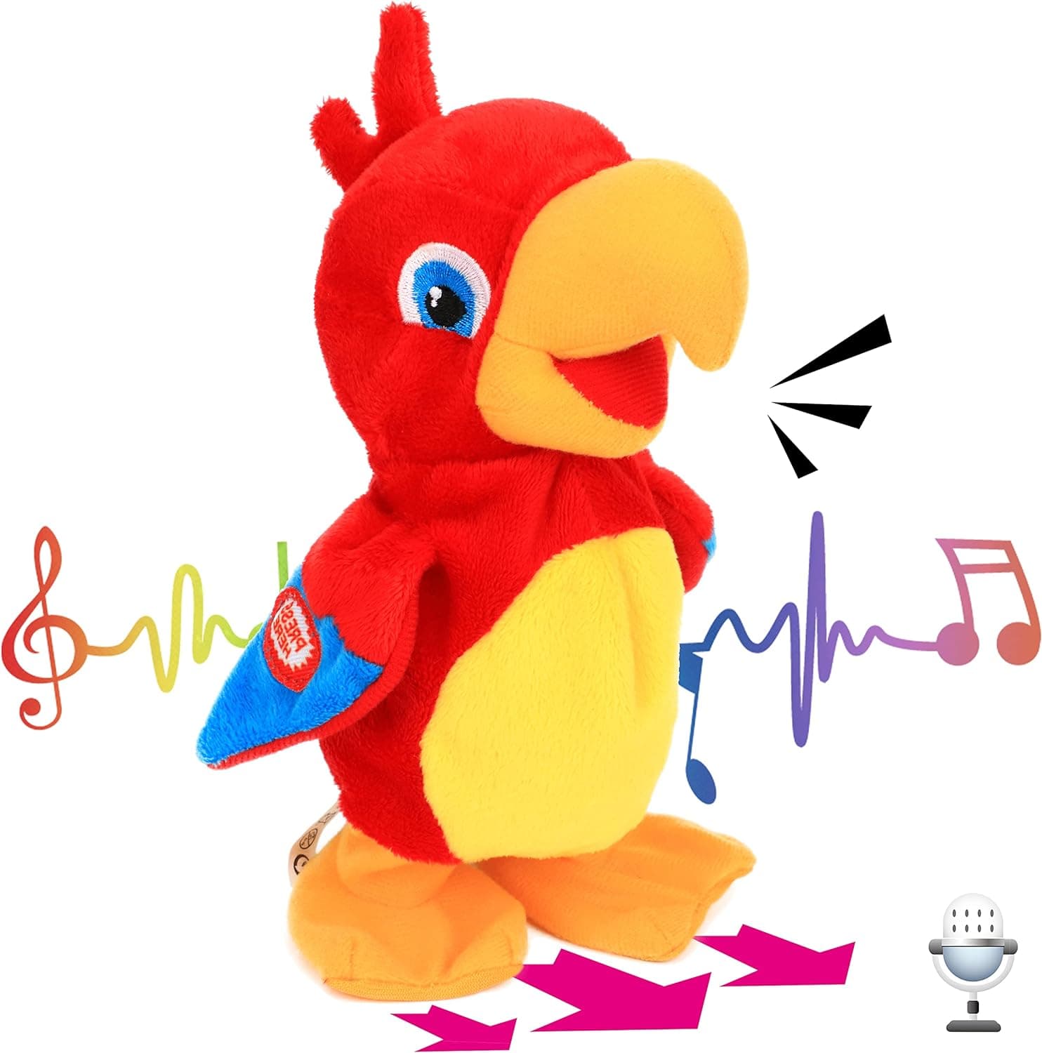 Hopearl Easter Talking Parrot Repeats What You Say Walking Electric Interactive Animated Toy Speaking Plush Buddy Birthday Festival for Toddlers Birthday, 8''