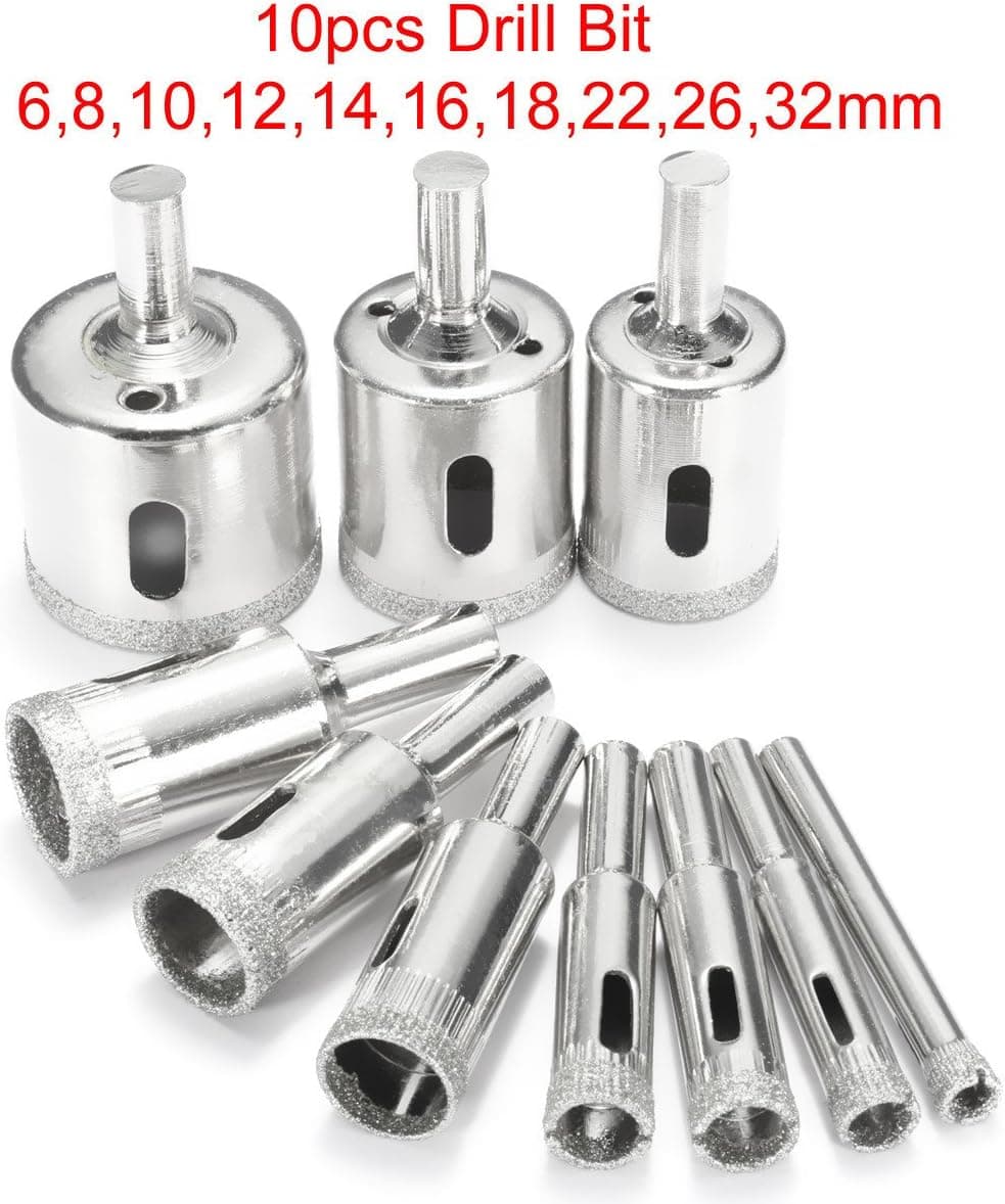 BABAN Diamond Drill Bits, Hole Saw Kits for Glass, Ceramics, Porcelain, Ceramic Tile, Pack of 10
