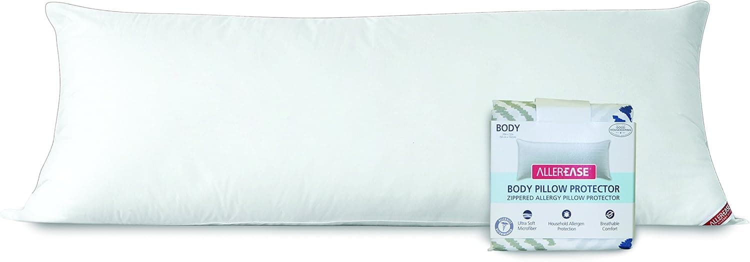 AllerEase Cotton Hypoallergenic Allergy Protection with with Zippered Body Pillow Cover, 20" x 54", Chevron