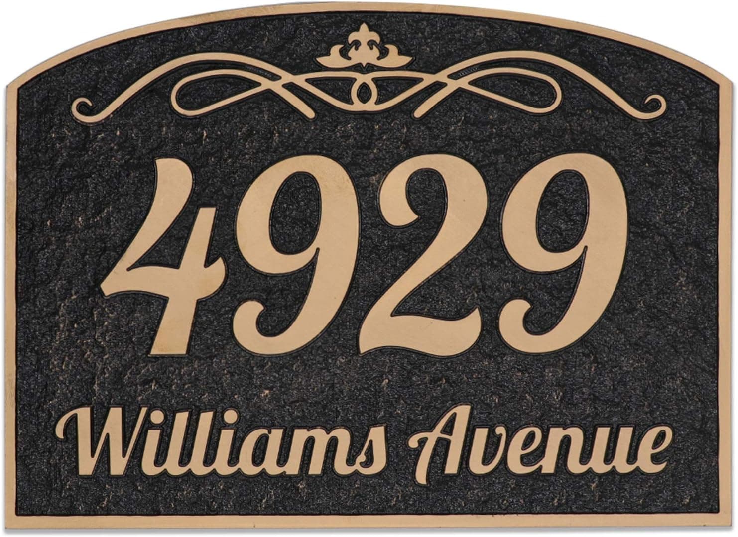 Custom Vintage Address Plaque, Personalized Hand-made Imitation Metal Address and Street Name Plaque, House Number Sign Wall Mounted Sign Plaque (Rose gold)