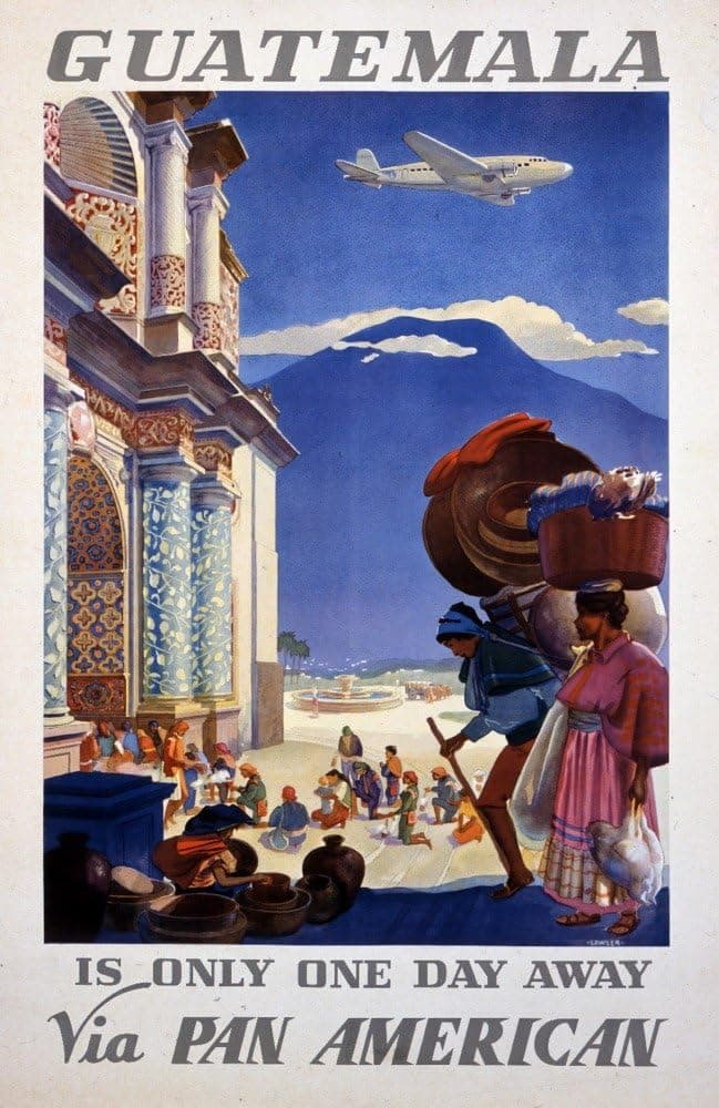 Pan Am - Guatemala - One Day - (artist: Lawler) - Vintage Advertisement (36x54 Giclee Gallery Print, Wall Decor Travel Poster)