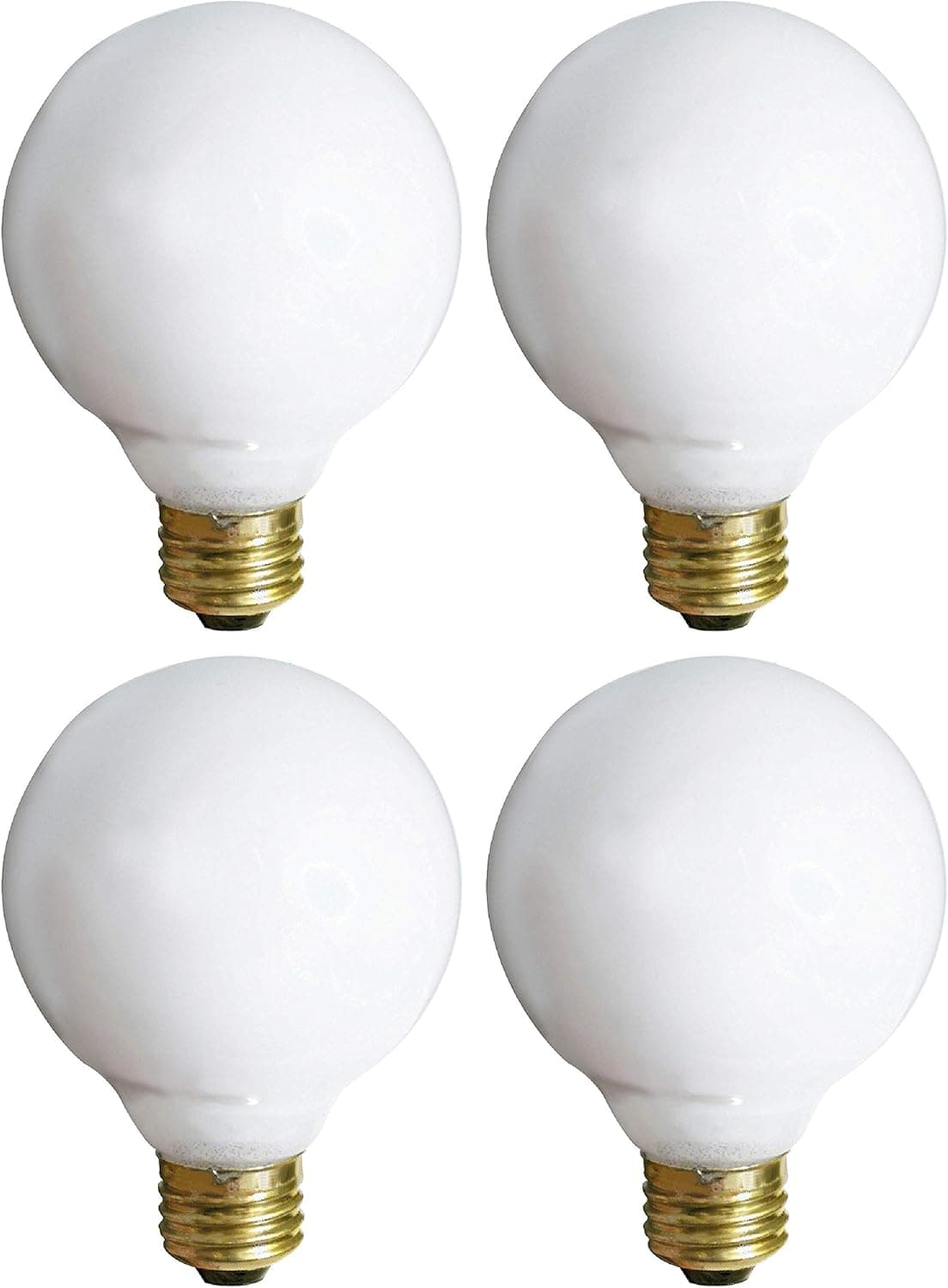 (4 Pack) G25 Incandescent Incandescent Light Bulb 2700K Soft Light, Decorative Globe Light Bulbs,E26 Medium Base, Perfect for Pendant Bathroom/Vanity Mirror Makeup, Dimmable. (40-Watt, White-Finish)