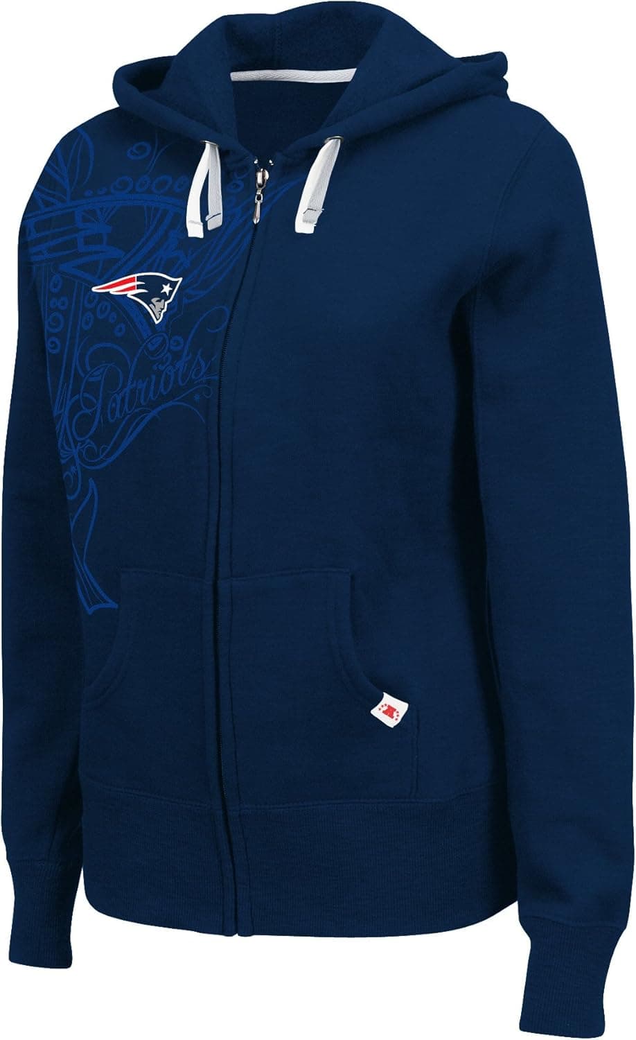 NFL New England Patriots Pure Heritage II Long Sleeve Fullzip Slub Fleece Hoodie