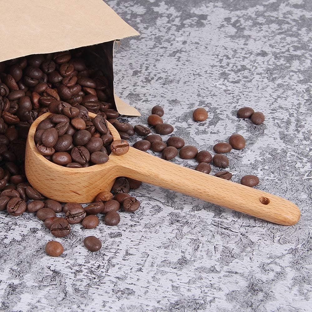 Wooden Spoon Long Handle Coffee Scoop, Tea Espresso Measure Spoon, Coffee Beans Measuring Scoop, Condiments Salt Seasoning Spice Scoop(L)