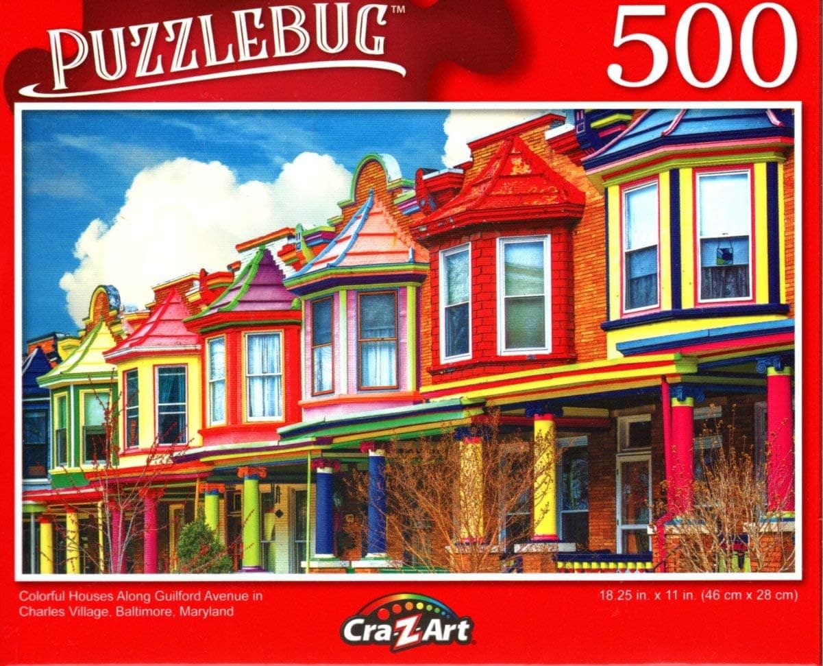 Colorful Houses Along Guilford Avenue in Charles Village. Baltimore, Maryland - 500 Pieces Jigsaw Puzzle