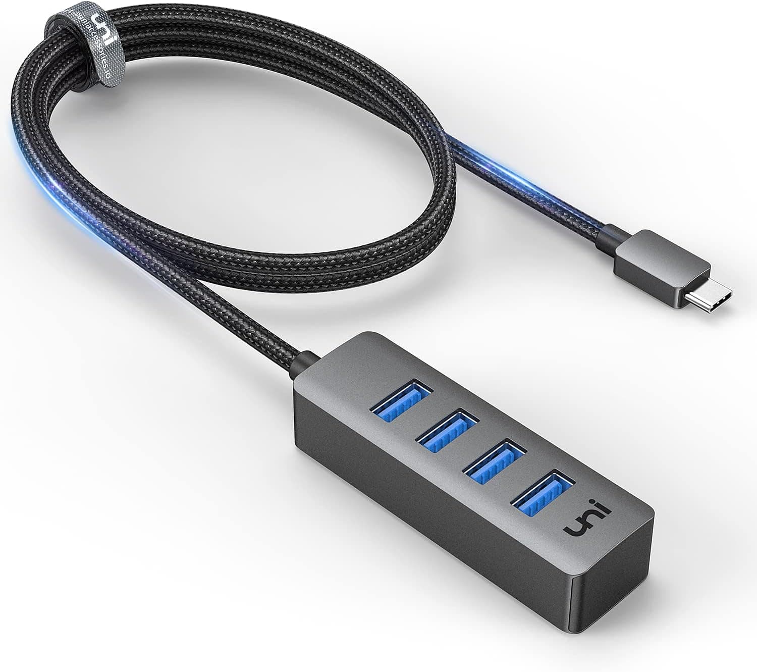 USB C to USB Hub Long Cable 4 FT, uni Slim Type-C to USB 3.0 Splitter [Thunderbolt 3/4 Compatible] for MacBook Pro/Air M1, Dell XPS, Surface Laptop 4 | HDD, MIDI Devices, Webcam and More