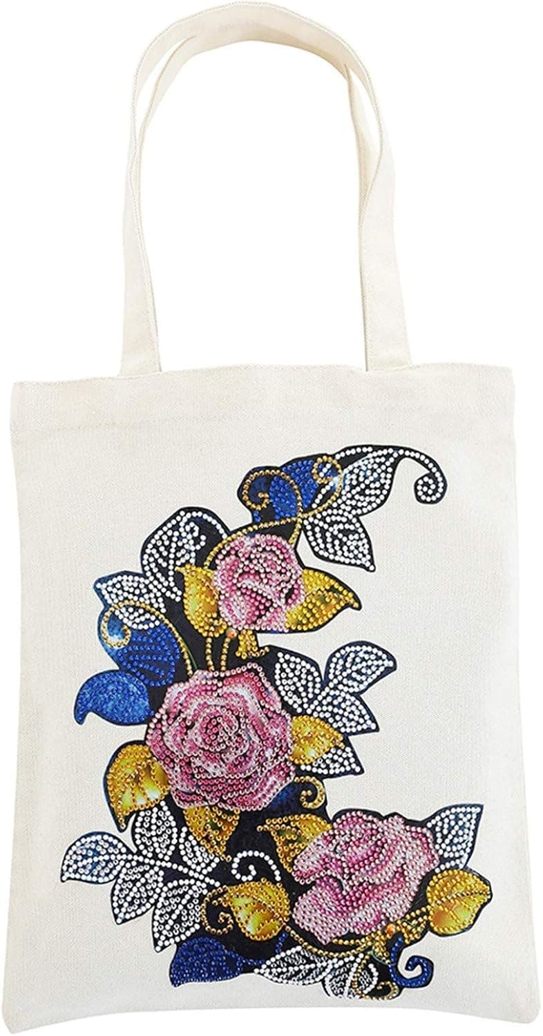 DIY Dot Diamond Fashionable Canvas Daily Shoulder Bags Large Capacity Tote Bag