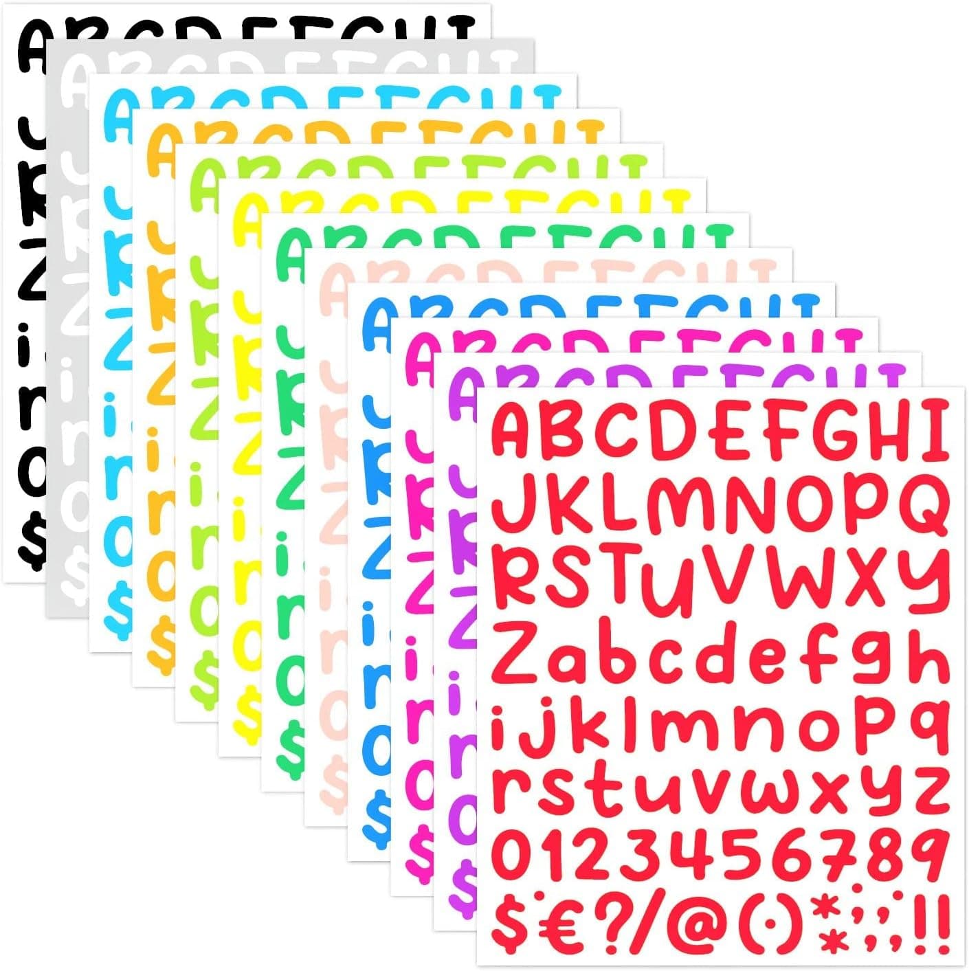 972 pieces 12 Sheets Vinyl Letters Stickers Kit, cute Numbers Sticker for Mailbox, Signs, Window, Door, Cars, Trucks, Home, Business, Address Number (1 Inch, 12 Color Set)
