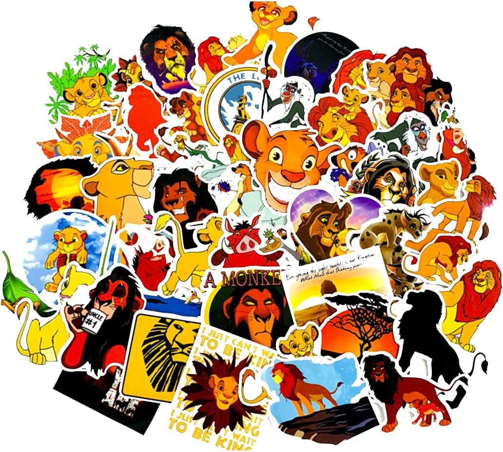 The Lion King Stickers for Water Bottles 50Pcs Cute,Waterproof,Aesthetic,Trendy Stickers for Teens,Girls Perfect for Waterbottle,Phone,Travel Extra Durable Vinyl