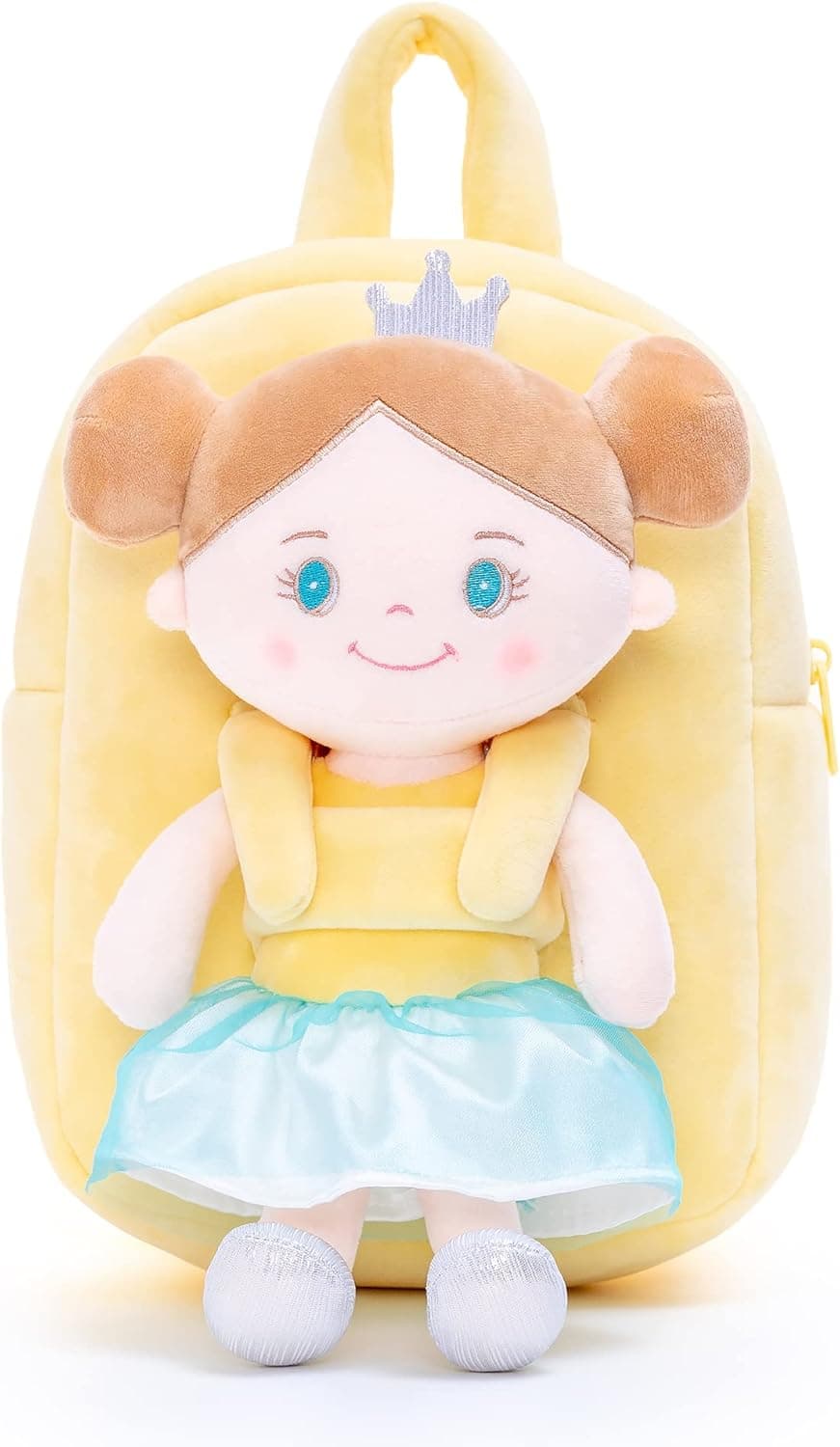 Gloveleya Toddler Backpack with Rag Doll Gifts for Girls Angel Girl Yellow 9 Inches