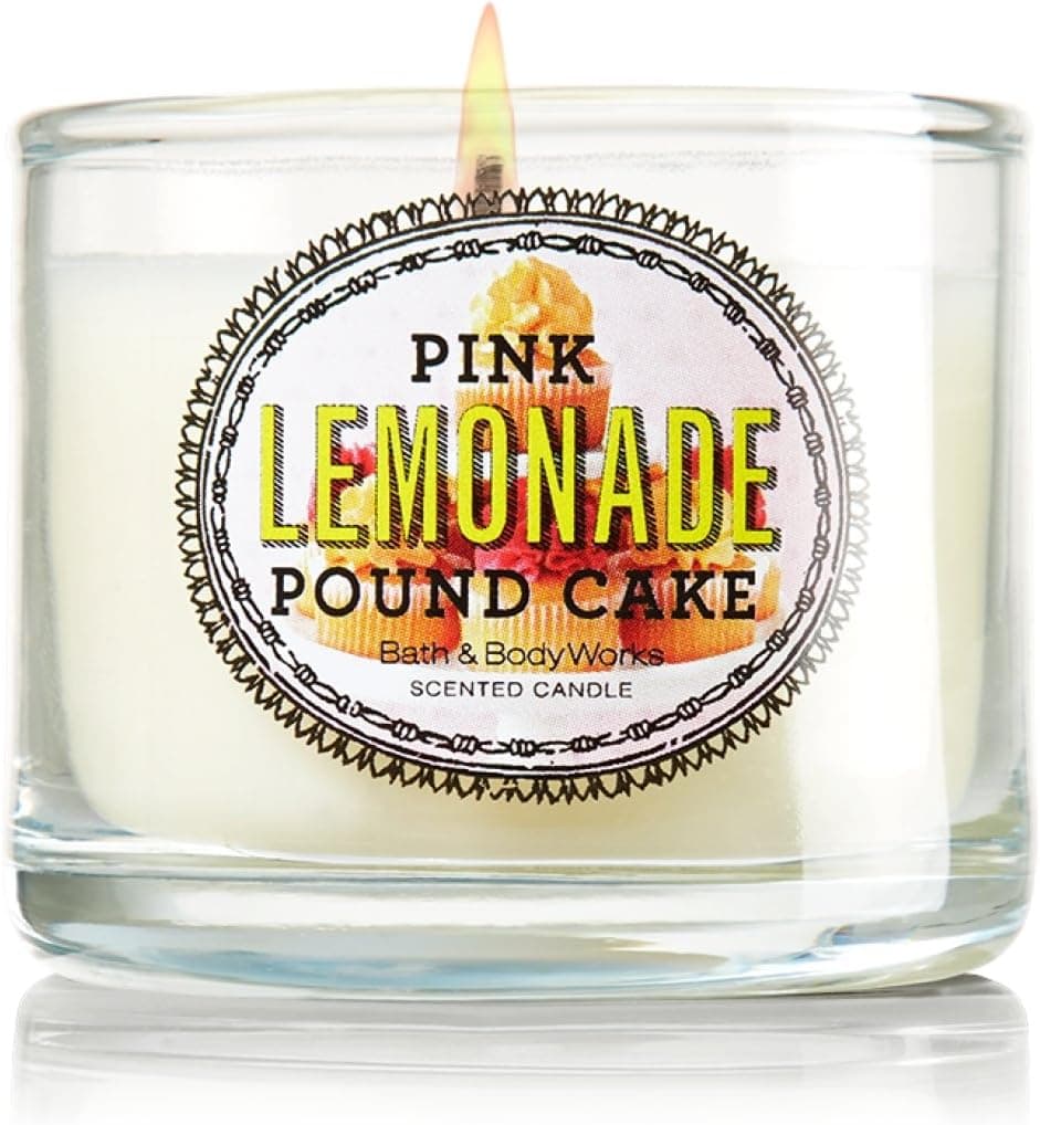 Bath & Body Works Pink Lemonade Pound Cake 1.3 Oz Scented Candle Burns 10 Hours