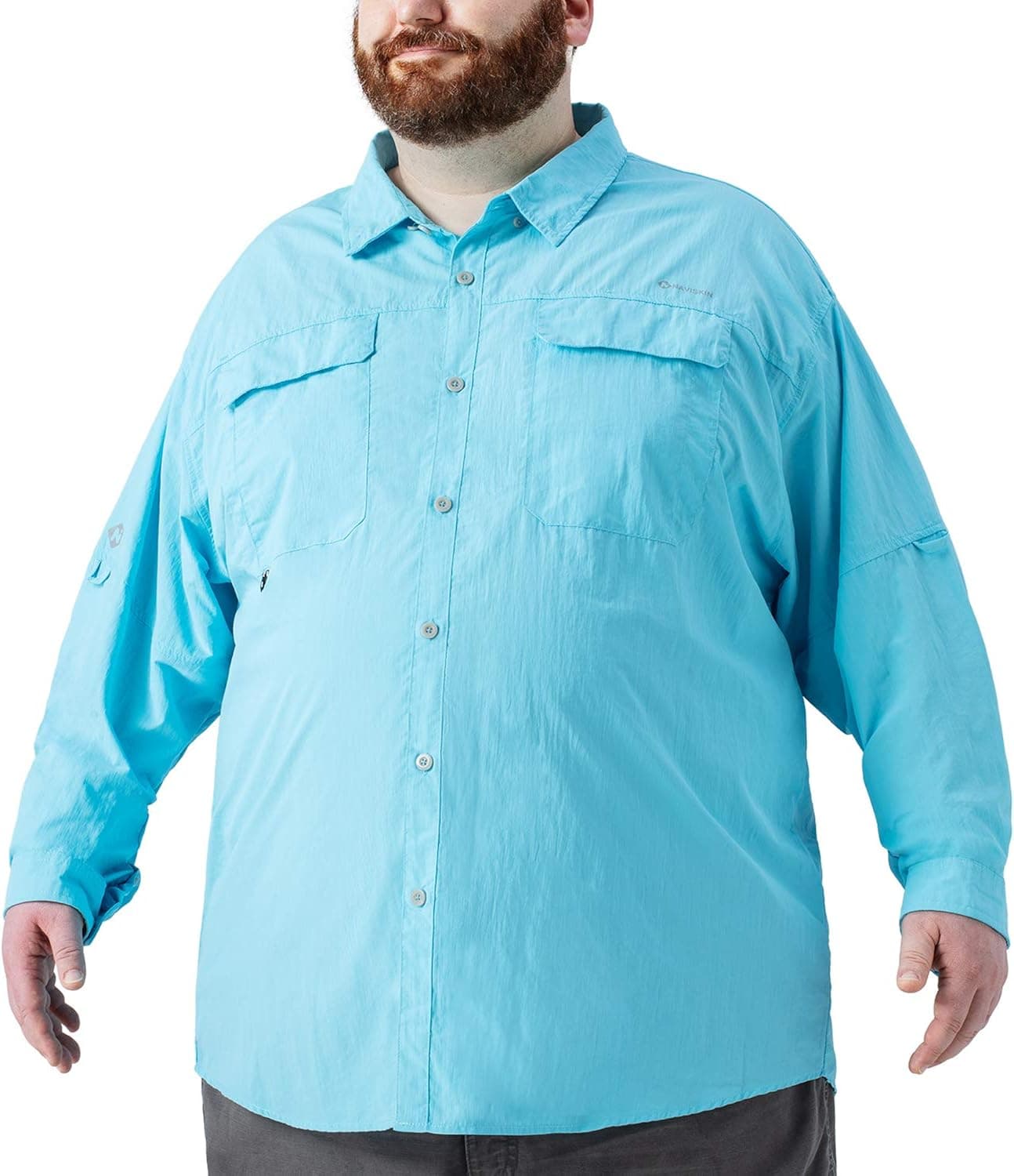 NAVISKIN Men's Plus Size UPF 50+ Sun Protection Long Sleeve Quick Drying Outdoor Shirt Big & Tall XL-4XL