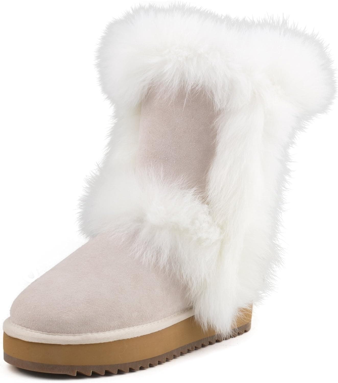 AUSLAND Women's Midcalf Wool-Lined Leather Platform Winter Snow Boots 99256