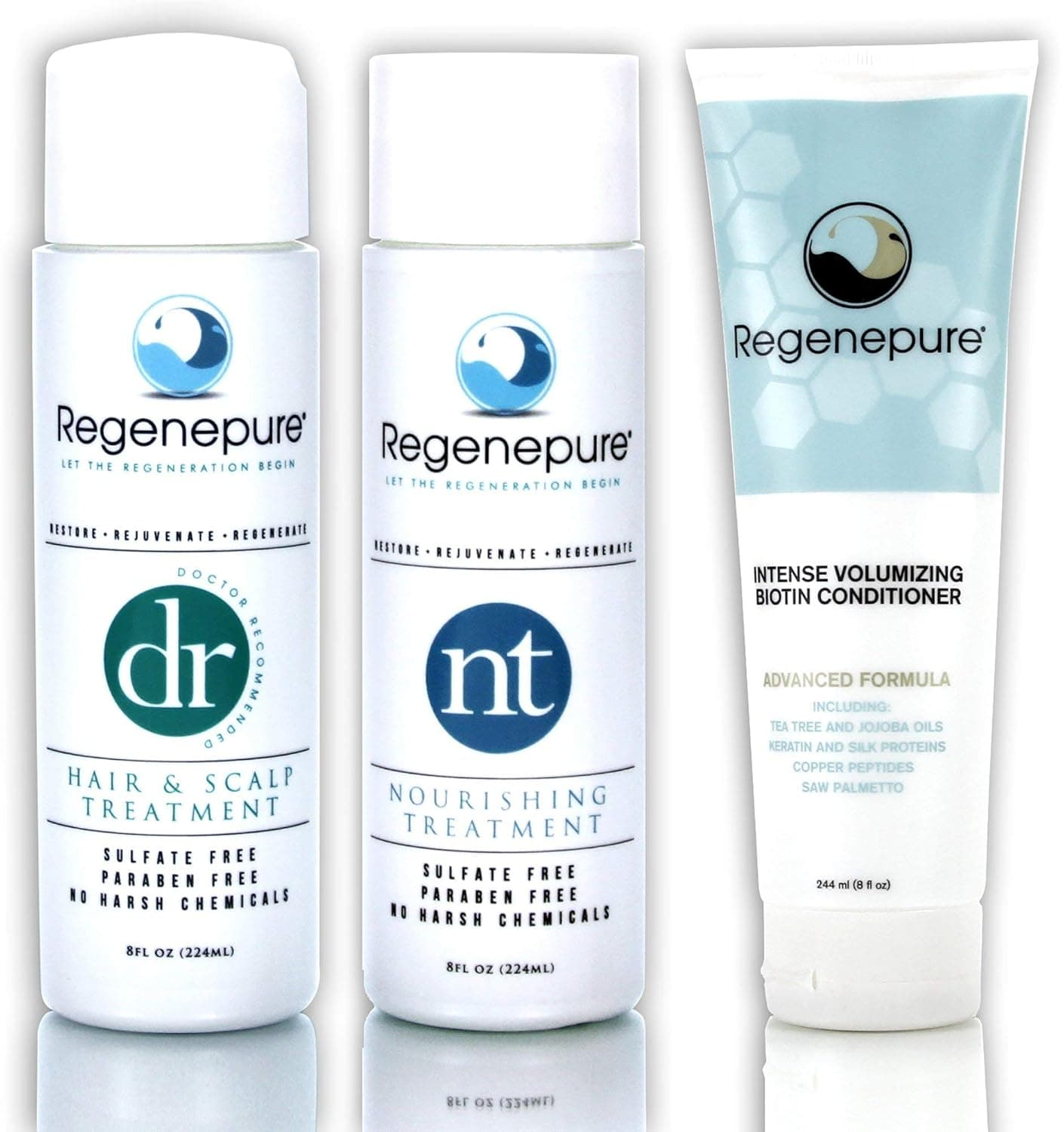 REGENEPURE - DR Shampoo, NT Shampoo, Biotin Conditioner, set (4 fl oz)