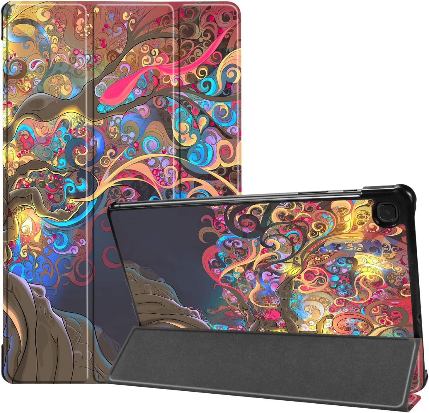 SanJune Slim Case for Samsung Galaxy Tab S6 Lite 10.4'' 2020 Model SM-P610 (Wi-Fi) SM-P615 (LTE), Trifold Stand with Hard Shell Cover, Auto Wake/Sleep (Magic Tree)