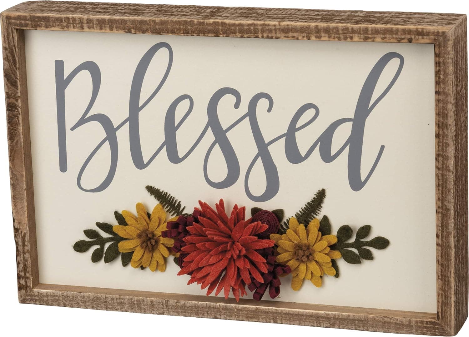 Primitives by Kathy Inset Box Sign, 12 x 8-Inch, Floral-Blessed