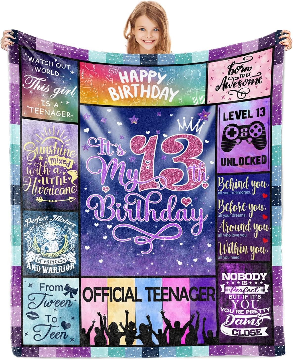 Zlomjro Gifts for 13 Year Old Girls Blanket 50"x60" - 13th Birthday Gifts for Girls - 13 Year Old Girl Birthday Gift Ideas - 13th Birthday Gift Ideas Throw Blankets