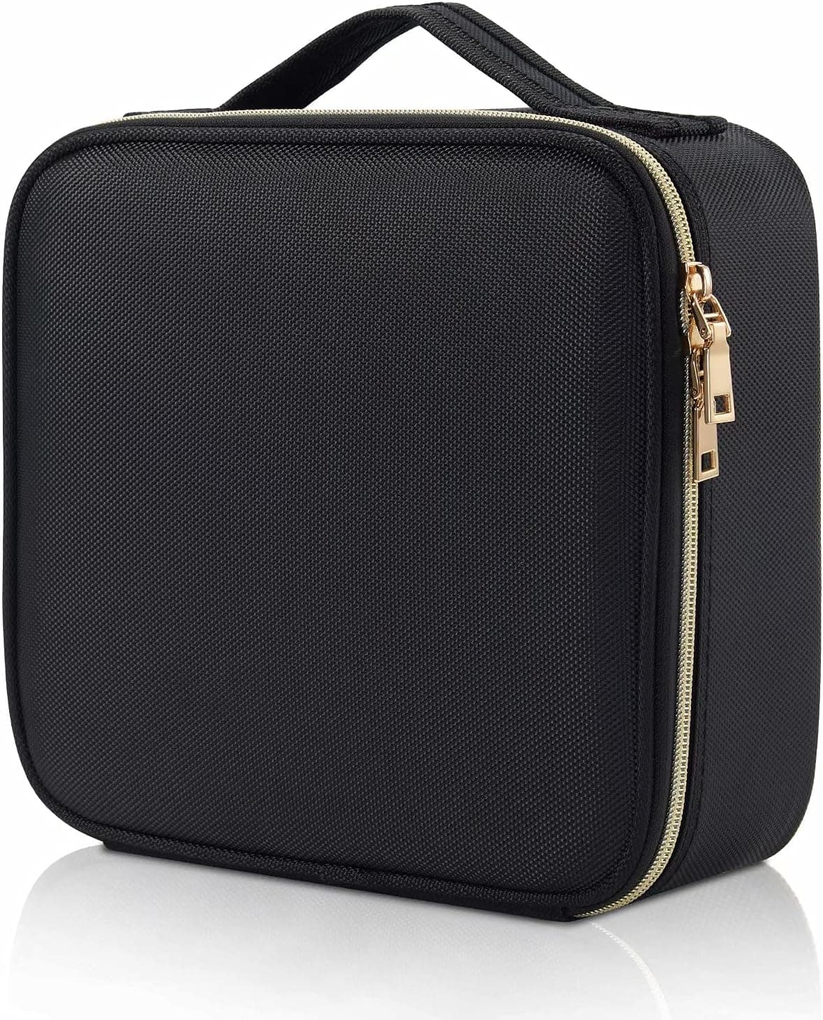 Make Up Bag, Hododou Makeup Bag, Makeup Bag Organizer, Cosmetic Train Case for Travel Cosmetics Makeup Brushes Toiletry Travel Accessories with Dividers, Black Nylon