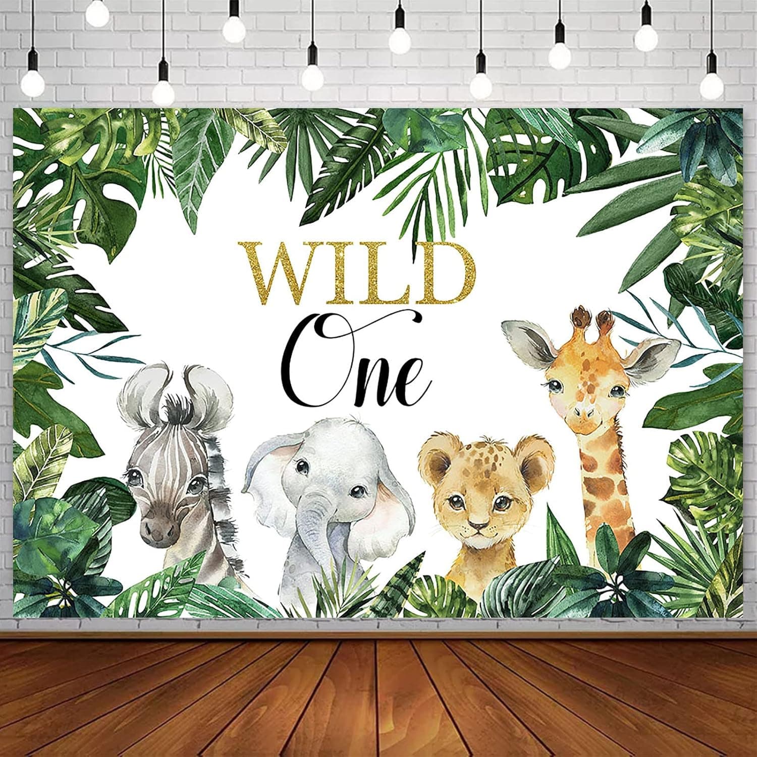 Avezano Wild One Backdrop Boys Safari Animals Greenery 1st Birthday Background 7x5ft Jungle Elephant Lion Giraffe Safari Wild One Banner Backdrops Decorations