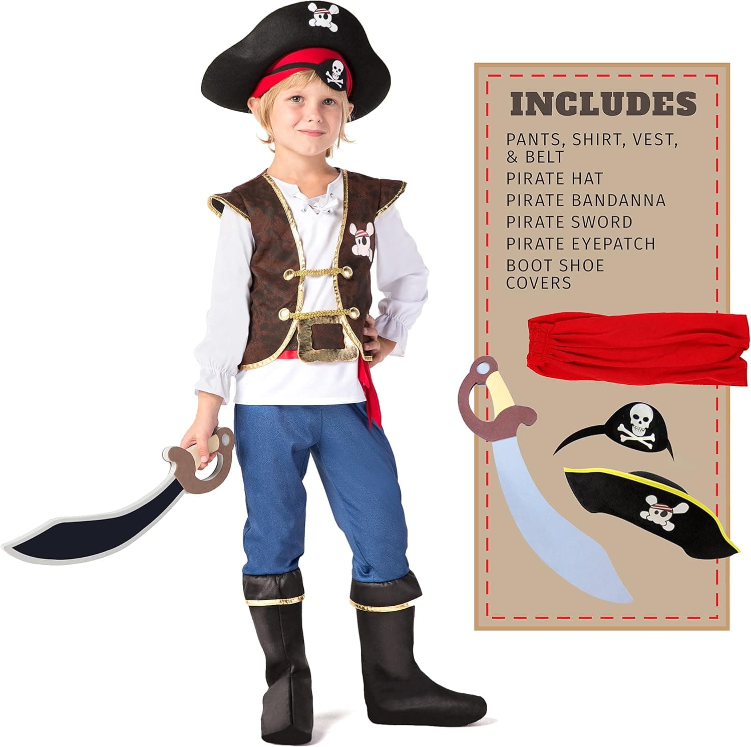 Spooktacular Creations Boys Pirate Costume for Kids Deluxe Costume Set
