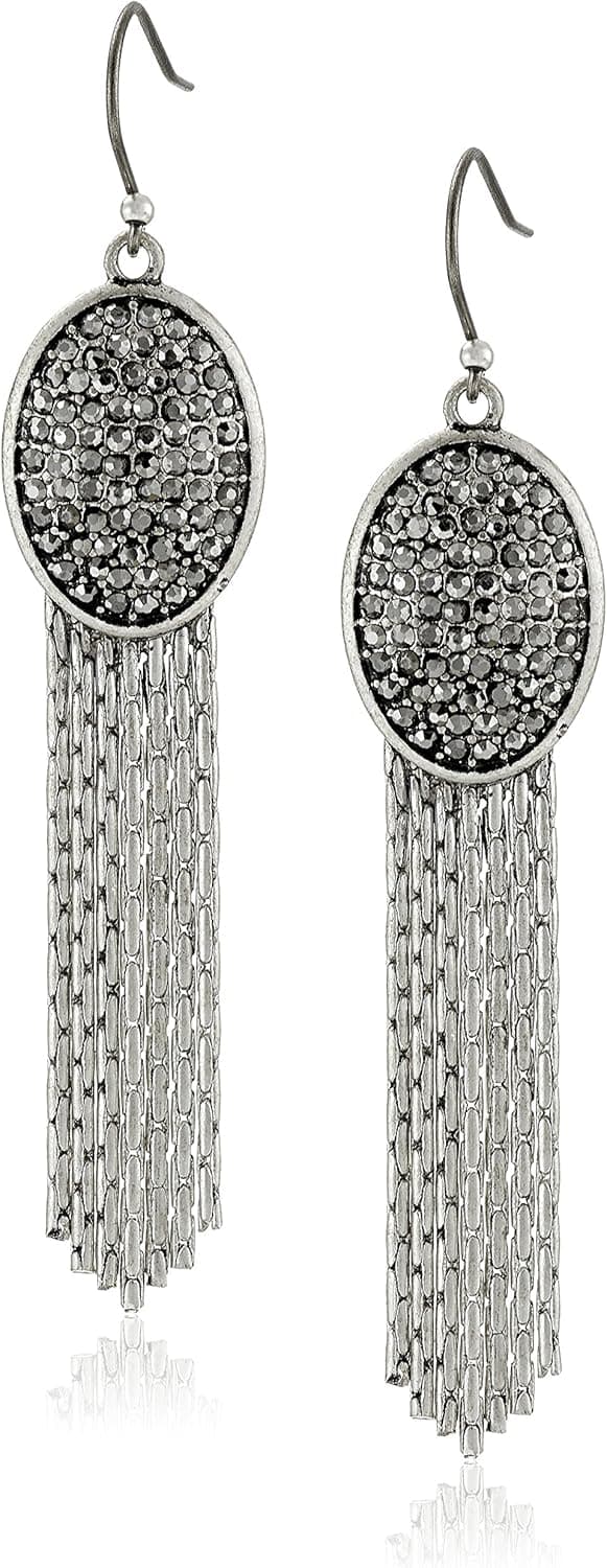 Lucky Brand Silver Pave Chandelier Earrings