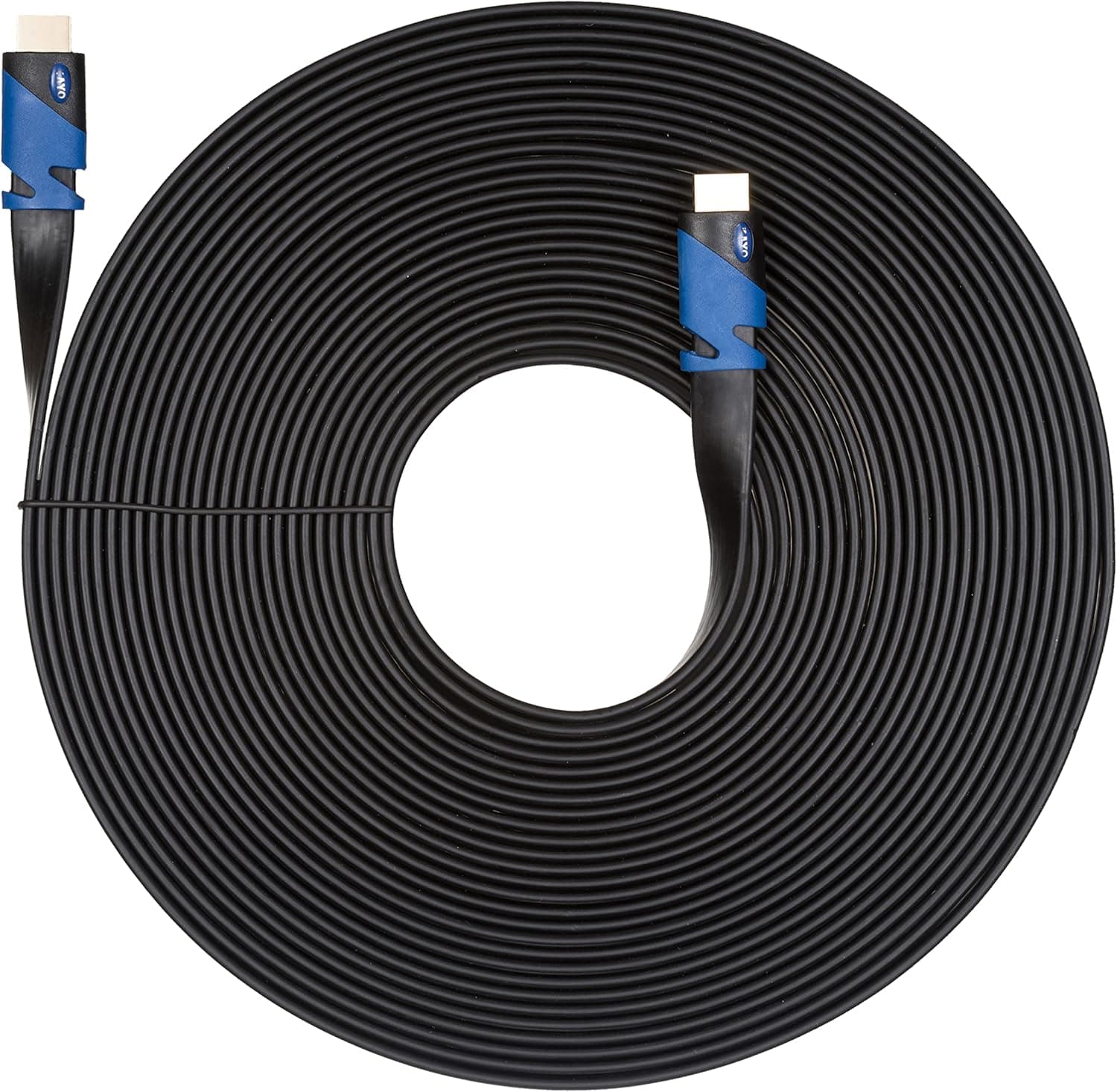 KAYO Flat HDMI Cable- 50 FT,High Speed HDMI Cable (15m) Flat Wire- CL3 Rated Supports 4K,Ultra HD,3D,2160p,1080p,Ethernet & Audio Return (Latest HDMI 2.0b Standard) HDCP 2.2 Compliant,Bonus Cable Tie
