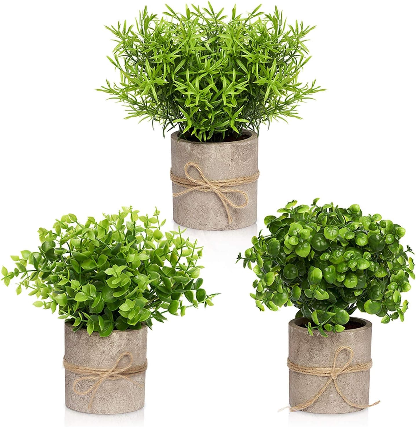 Farmhouse Decor for the Home, Farmhouse Bathroom Decorations - Modern Farmhouse Decorations for Farmhouse Bathroom or Farmhouse Table - Eucalyptus Plant Rustic Set of 3 Artificial Plants (GREEN)