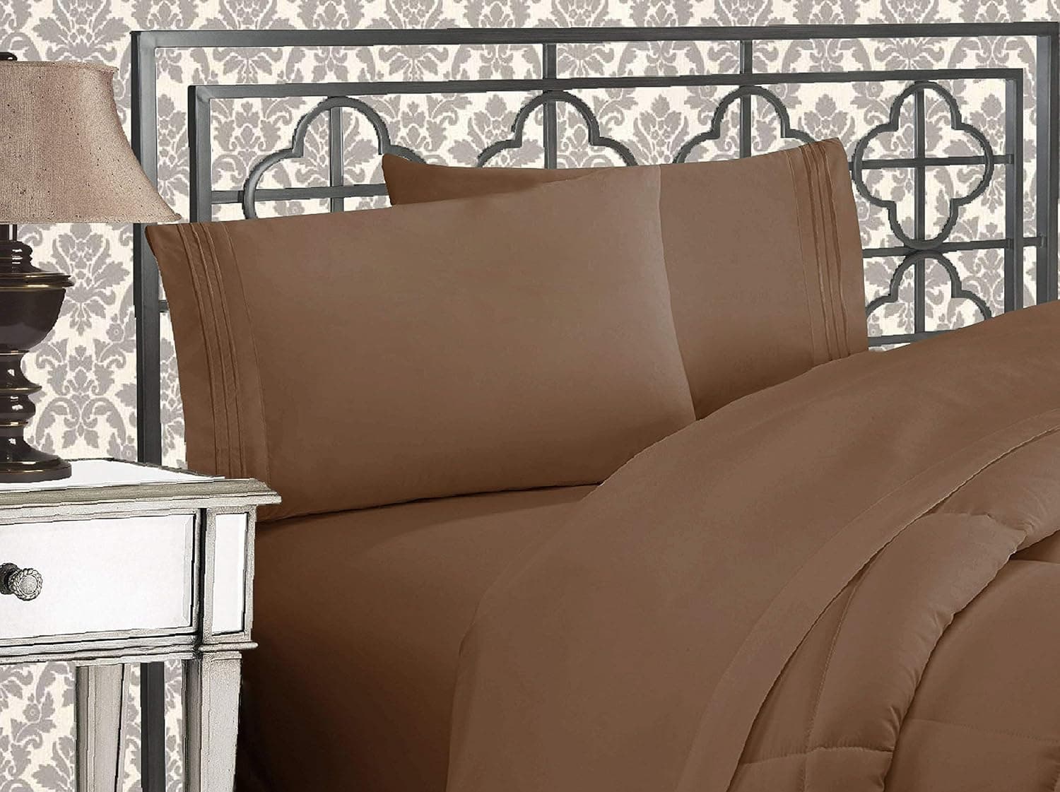 Elegant Comfort 1500 Thread Count Wrinkle & Fade Resistant Egyptian Quality Ultra Soft Luxurious 4-Piece Bed Sheet Set with Deep Pockets, California King Taupe