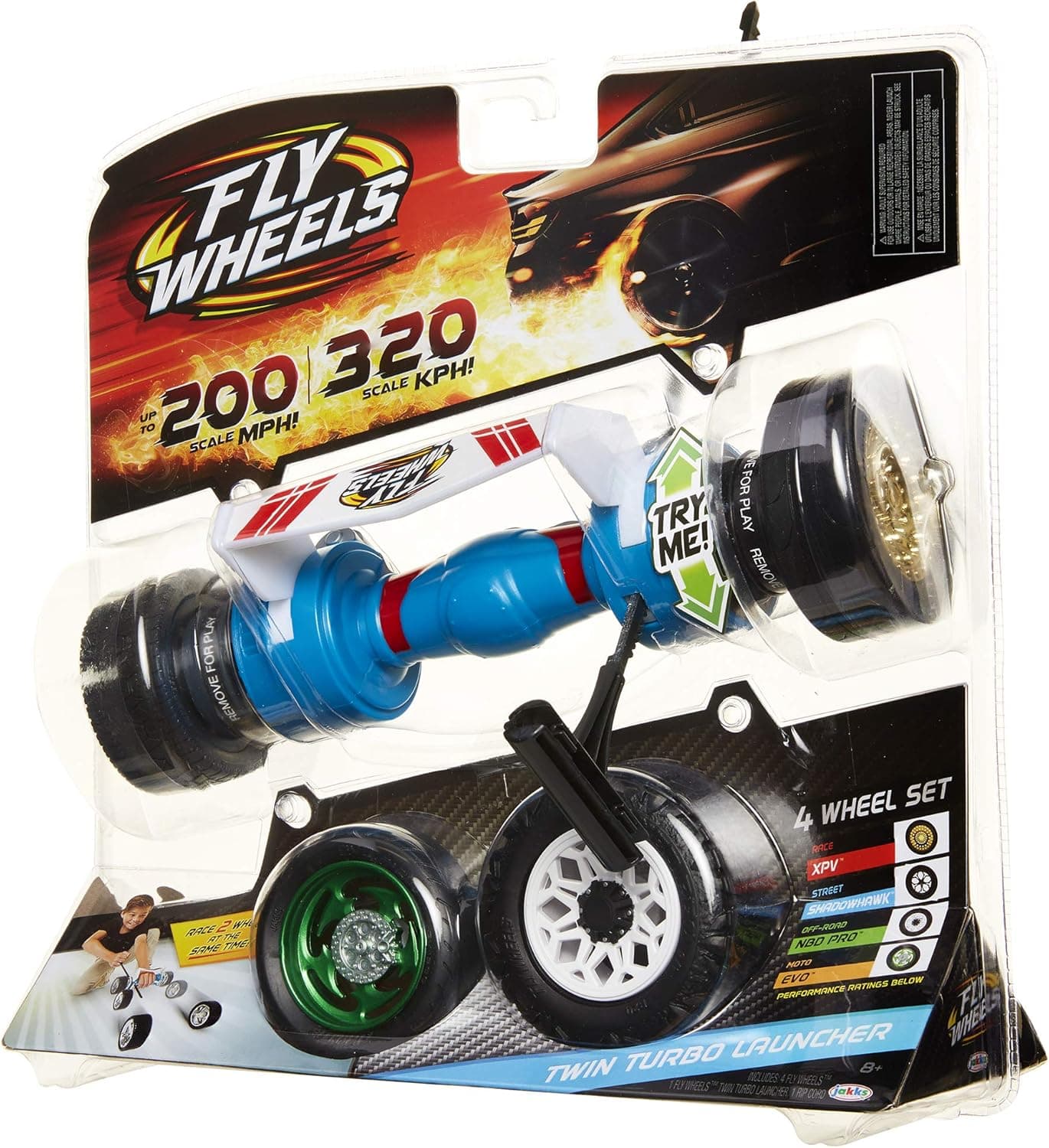 Fly Wheels Twin Turbo Launcher- Rip it up to 200 Scale MPH, Fast Speed, Amazing Stunts & Jumps up to 30 feet! All Terrain Action: Dirt, Mud, Water, Snow- One of The Hottest Wheels Around!