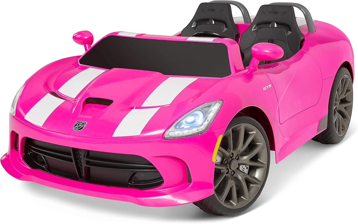 Kid Trax Dodge Viper SRT Convertible Toddler Ride On Toy, Ages 3-7 Years Old, 12 Volt Battery, Max Weight of 130 lbs, Two Seater, Working Lights, Pink