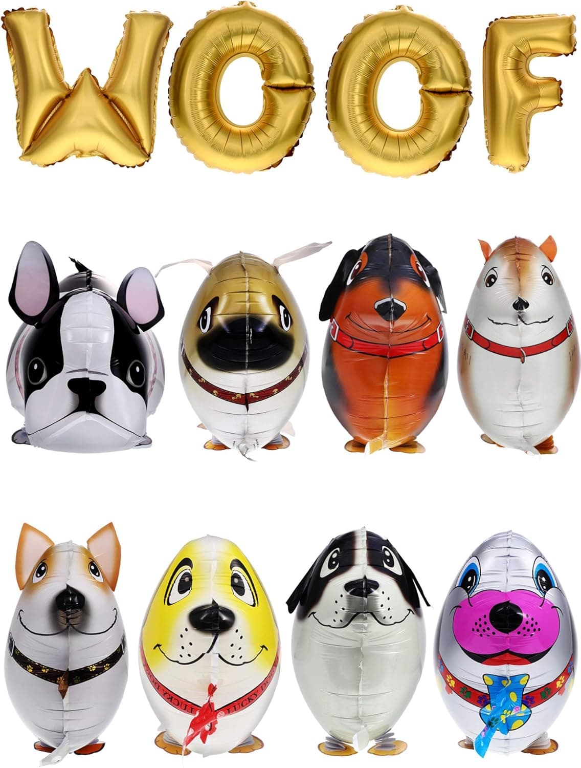 Gejoy 12 Pieces Walking Animal Balloons Pet Dog Balloons WOOF Letter Balloons Dog Birthday Themed Party Decorations Supplies