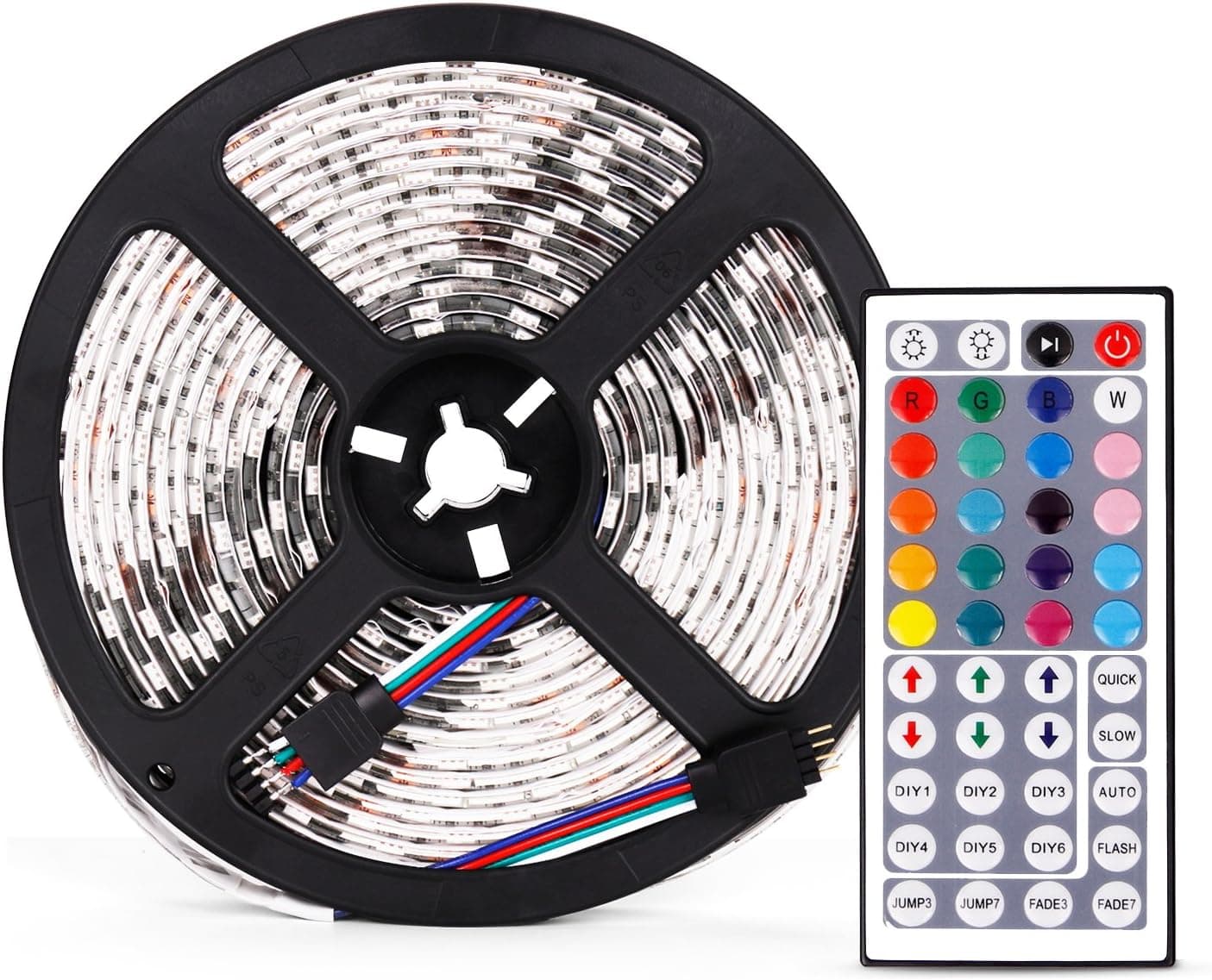 LED Strip Lights,Keepfit 5-Meter Waterproof Flexible Color Changing RGB Colored LED Strip Light Kits Rope Lights LED Light Strip Kit for Indoor and Outdoor Decoration (300 Leds, 44 Key, 60w)