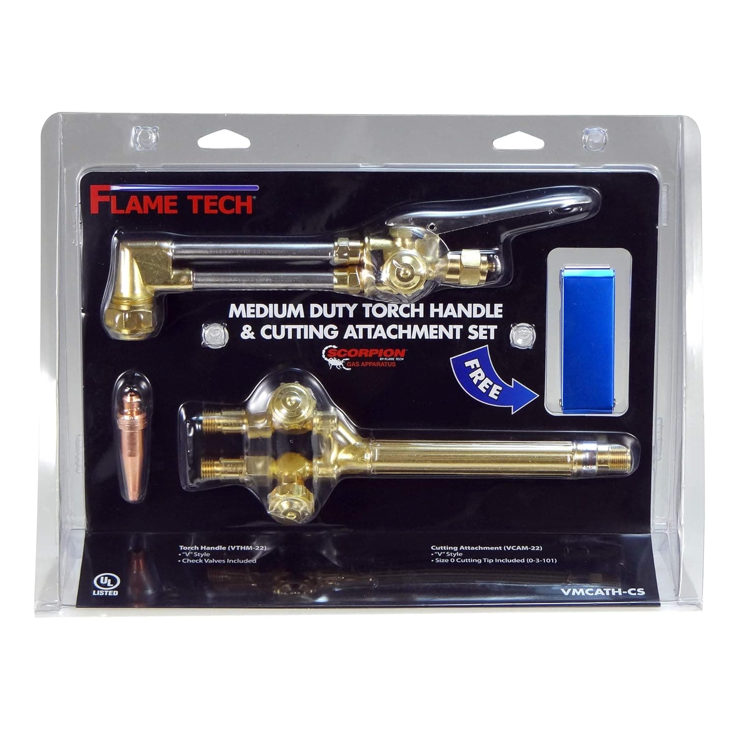 Flame Tech Medium Duty Torch Handle And Cutting Attachment Set, Victor Torch Kit, Stainless Steel, Brass Handle, Victor Compatible, Premium Oxy Acetylene Torch Kit